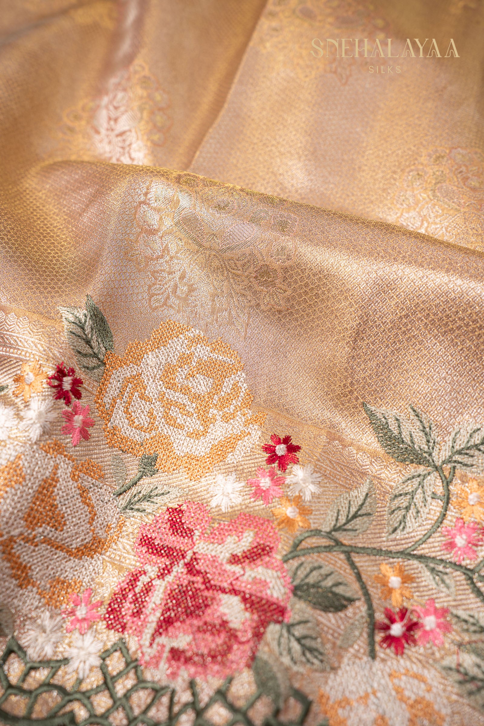 Beige Banaras Tissue Saree