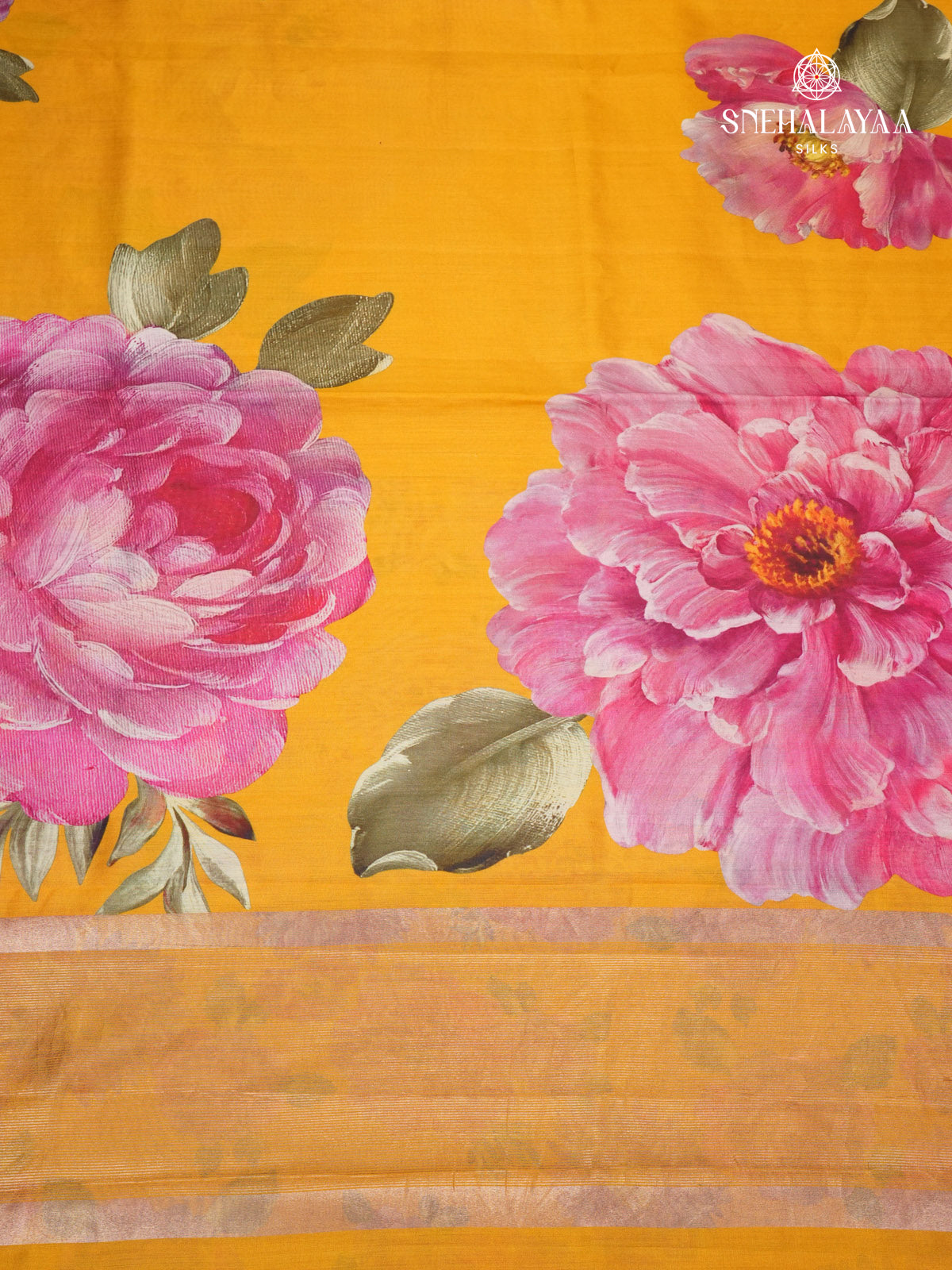 Yellow Chiniya Silk Saree