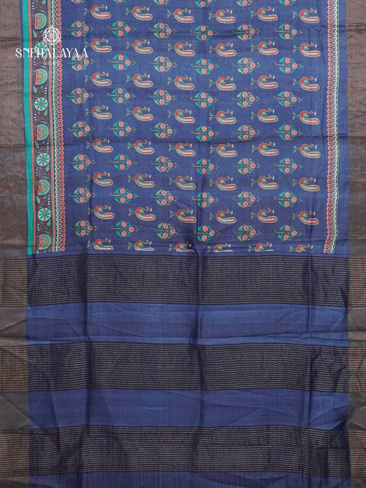 Blue Tussar Saree