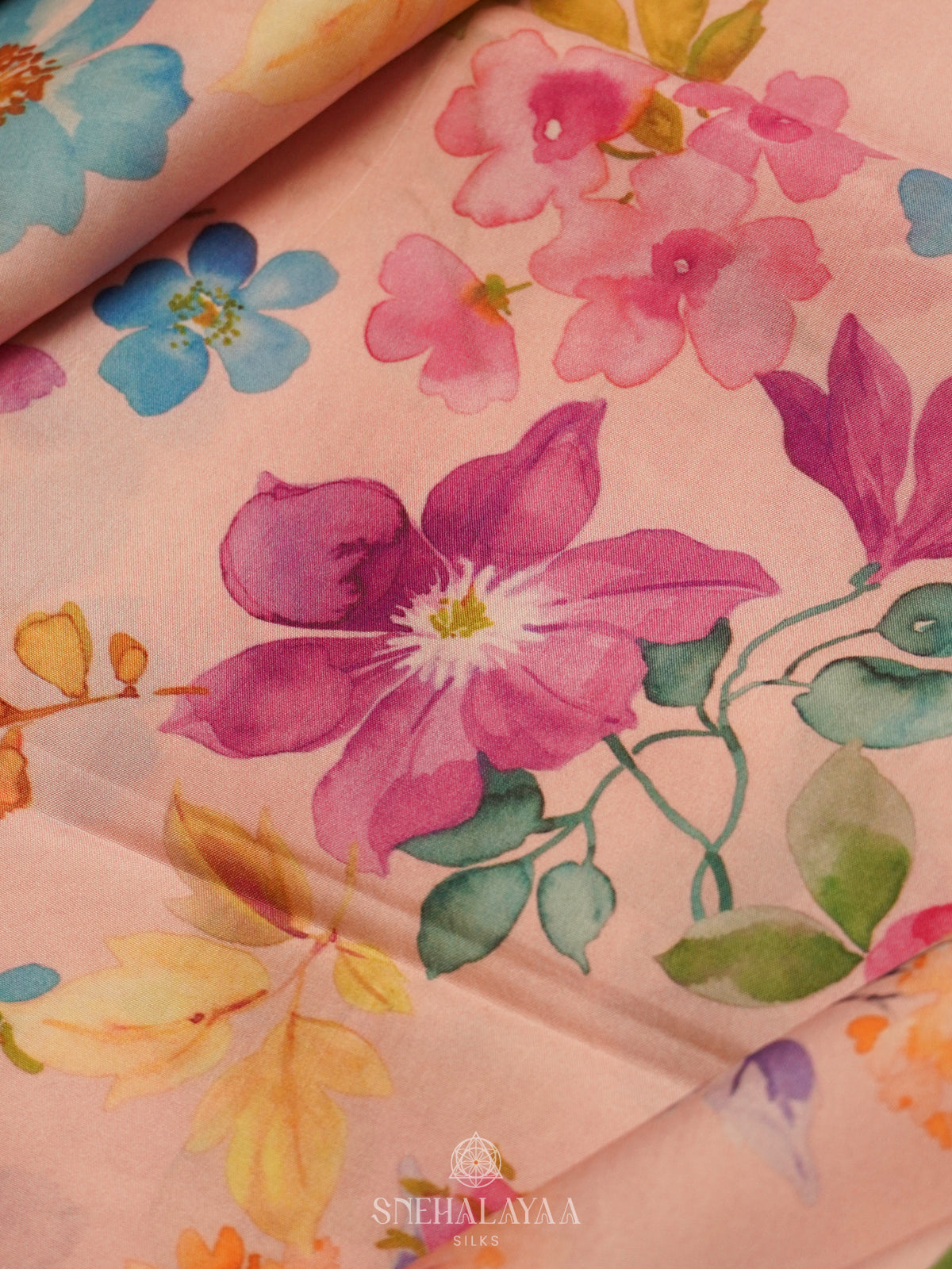 Pale Pink Printed Kanjivaram Silk Saree