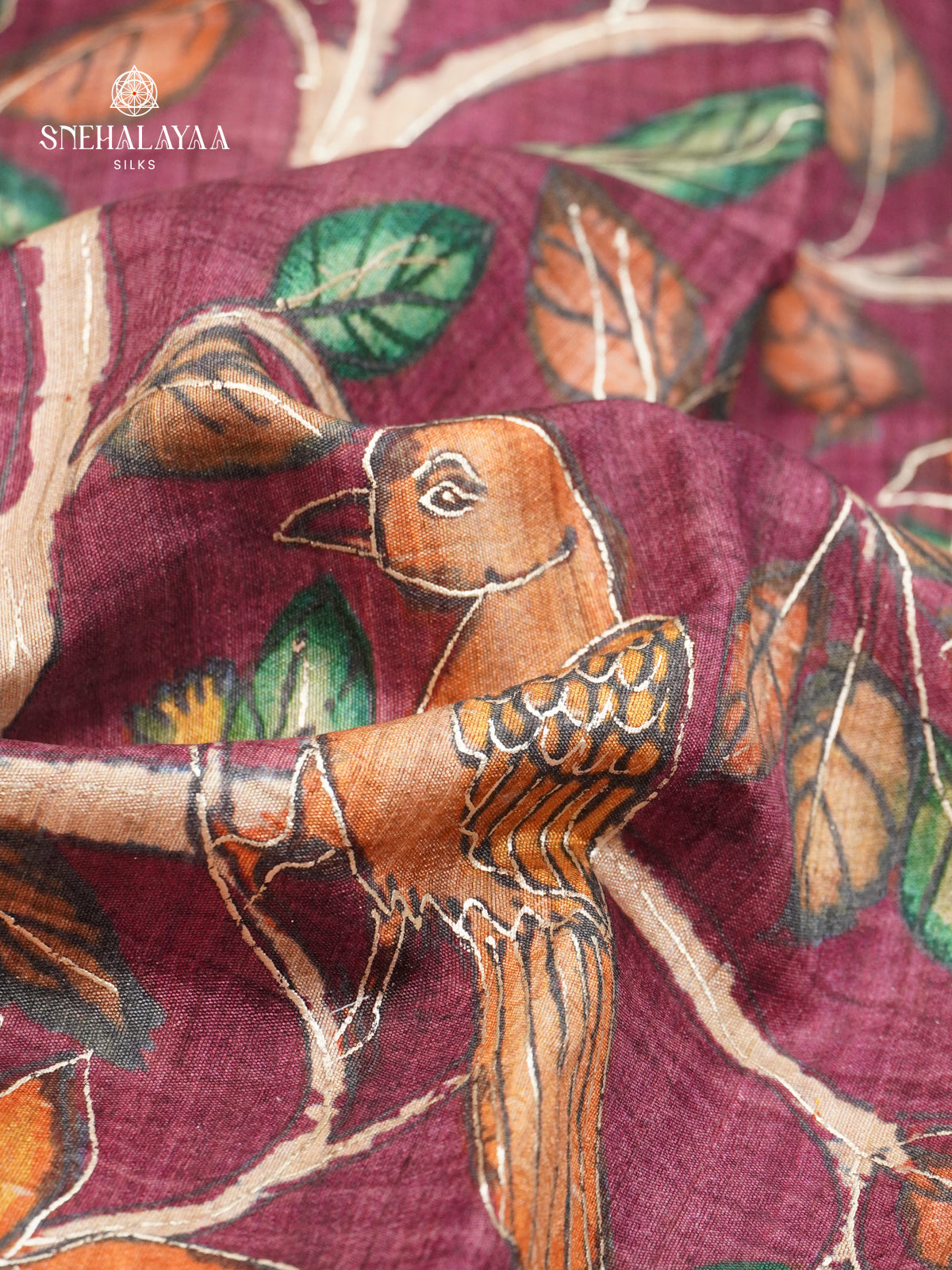 Wine Red Munga Tussar Saree