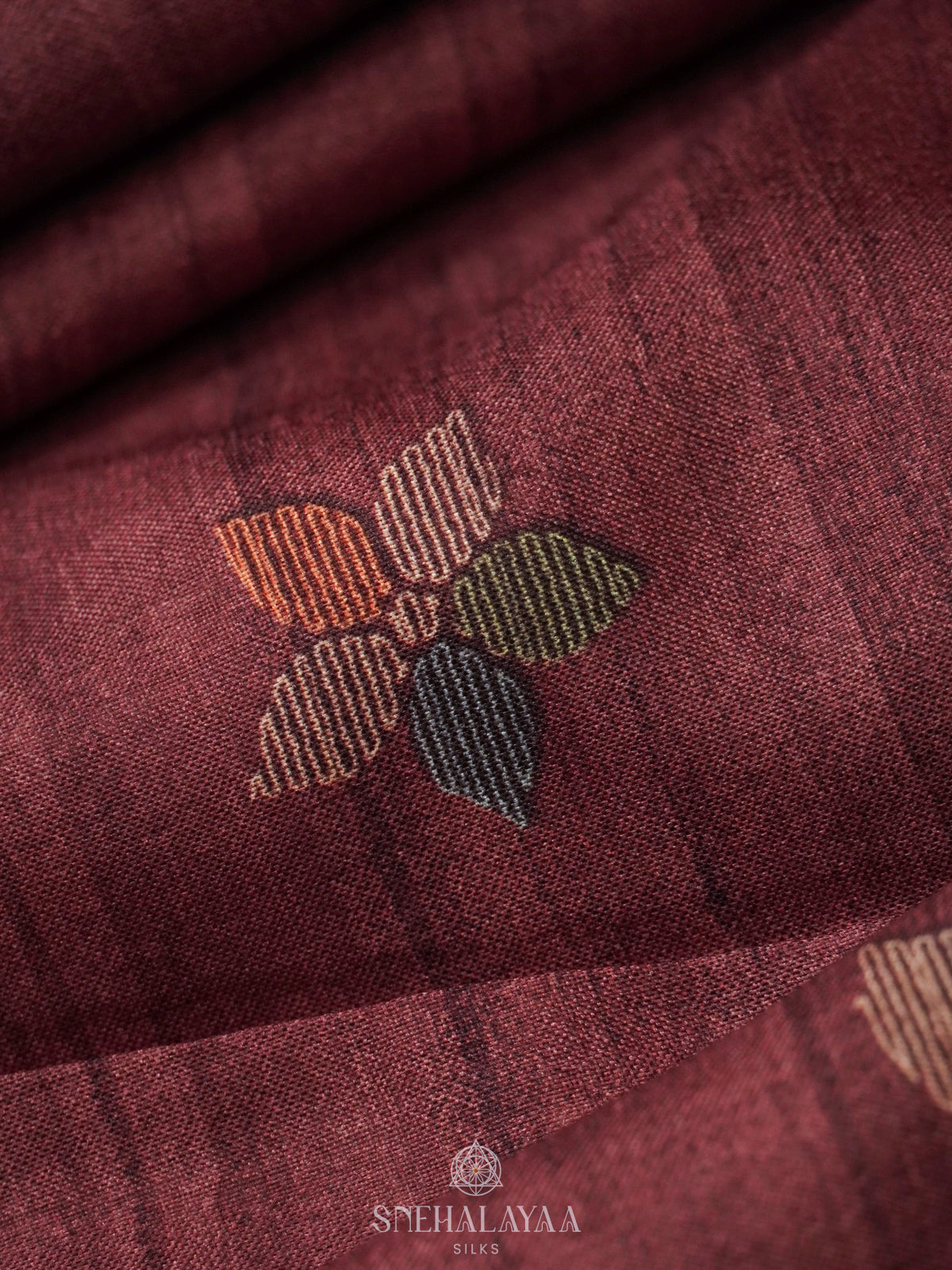 Maroon Tussar Saree