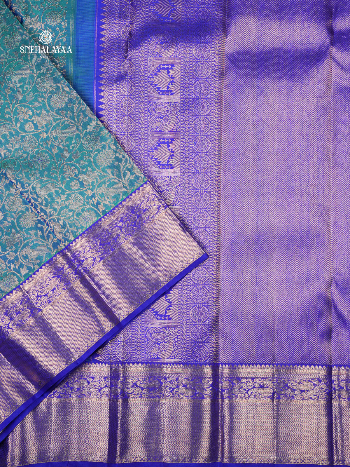 Teal Green Kanjivaram Silk Saree