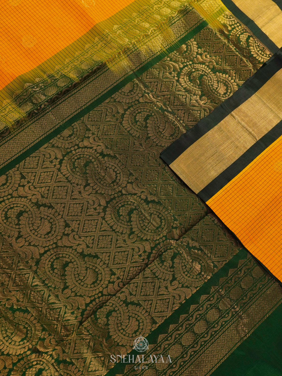 Orange Kanchi Silk Cotton Saree