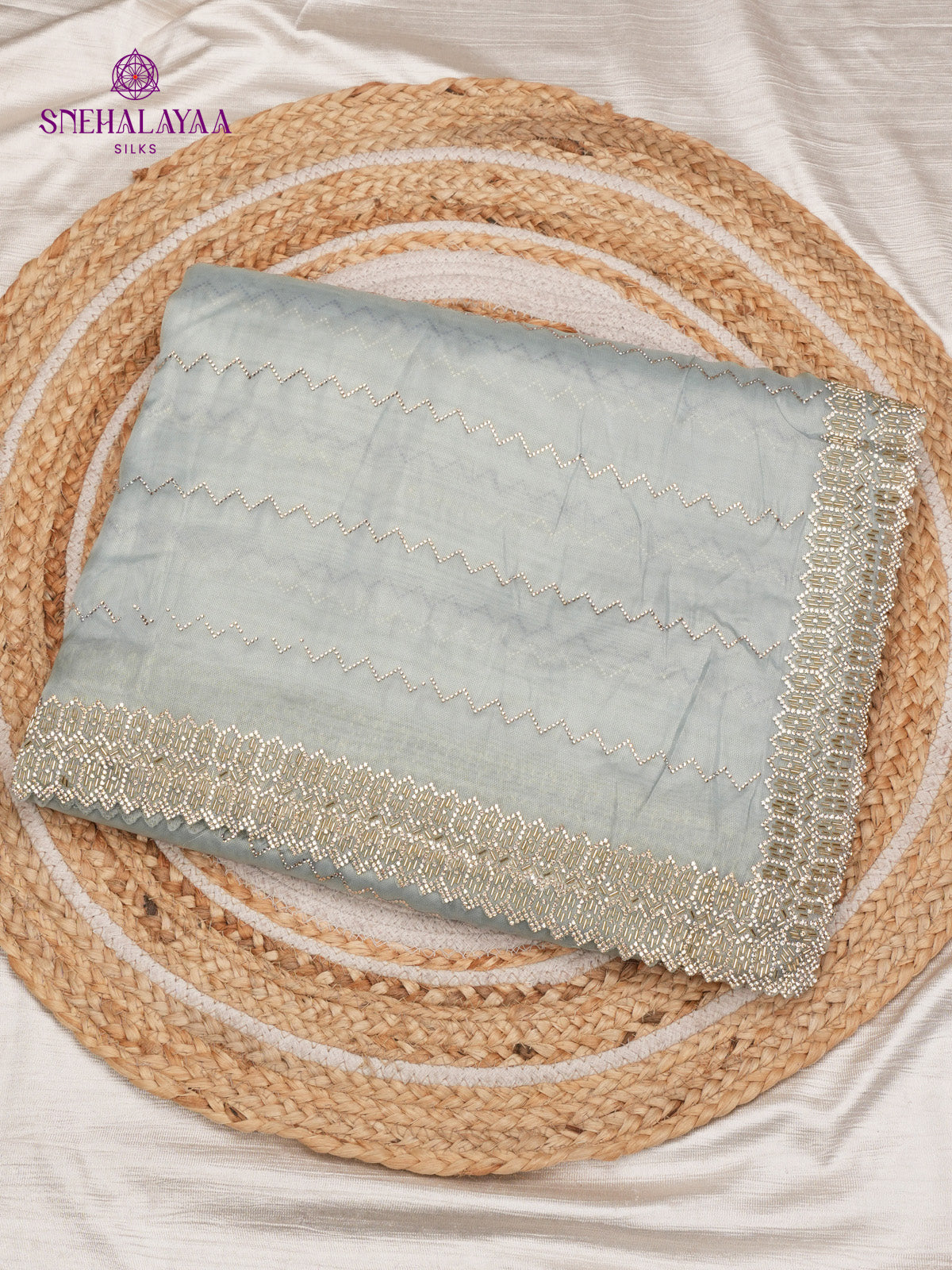 Pastel Blue Designer Saree