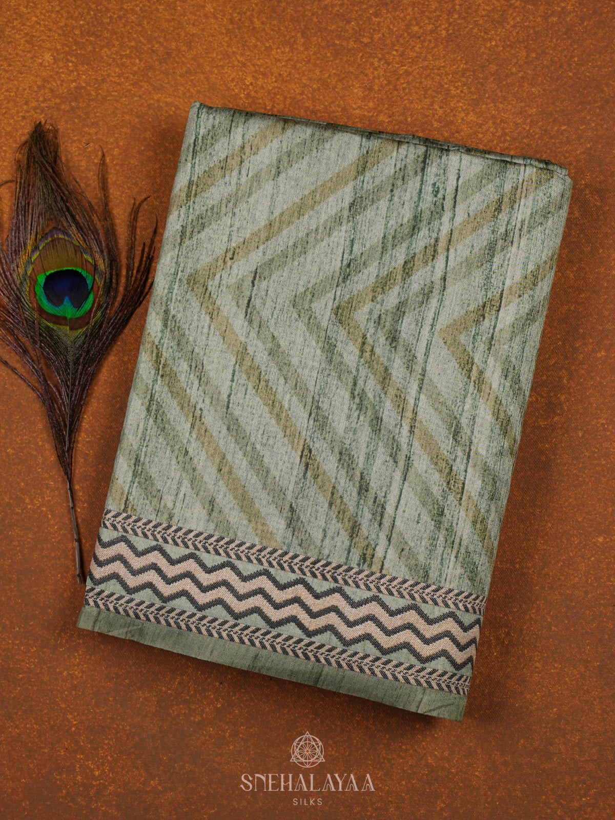 Pista Green Tussar Embroidery Saree