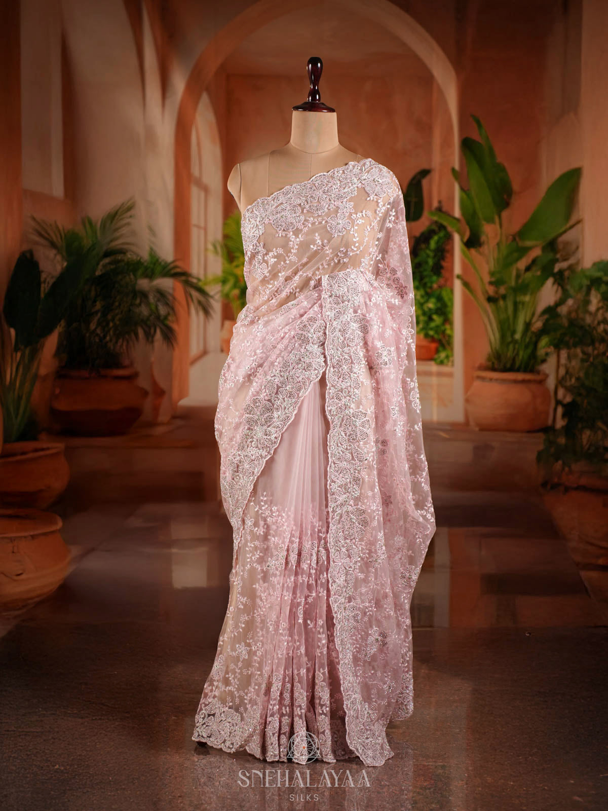 Pastel Pink Designer Saree