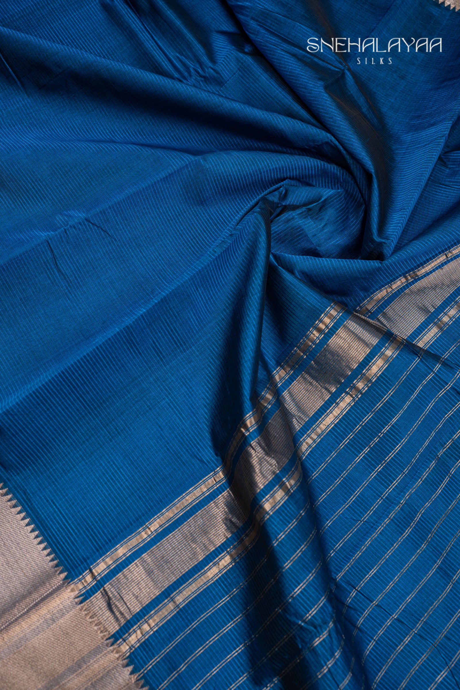 Cobalt Blue Mangalgiri Silk Saree