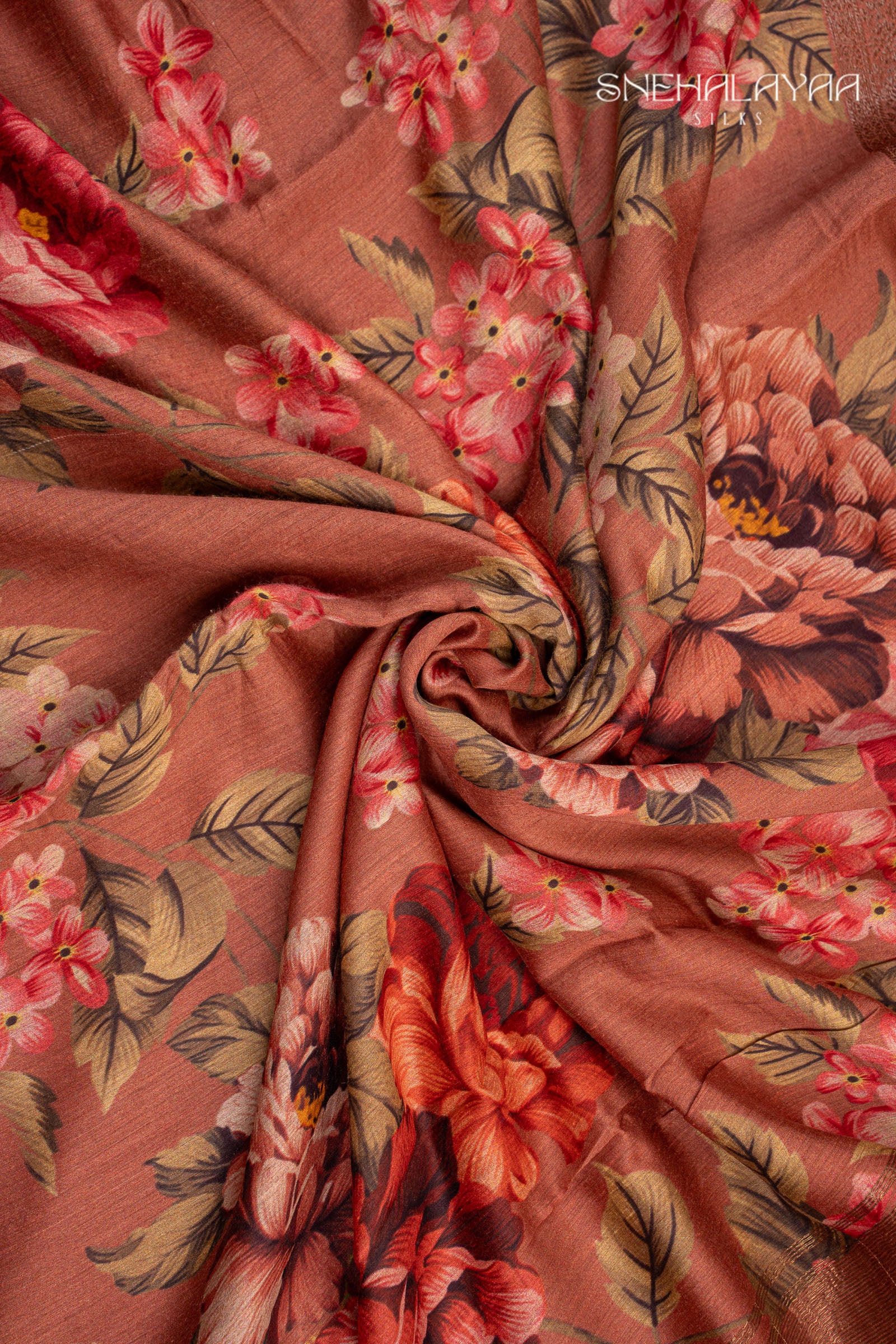 Rust Orange Tussar Saree