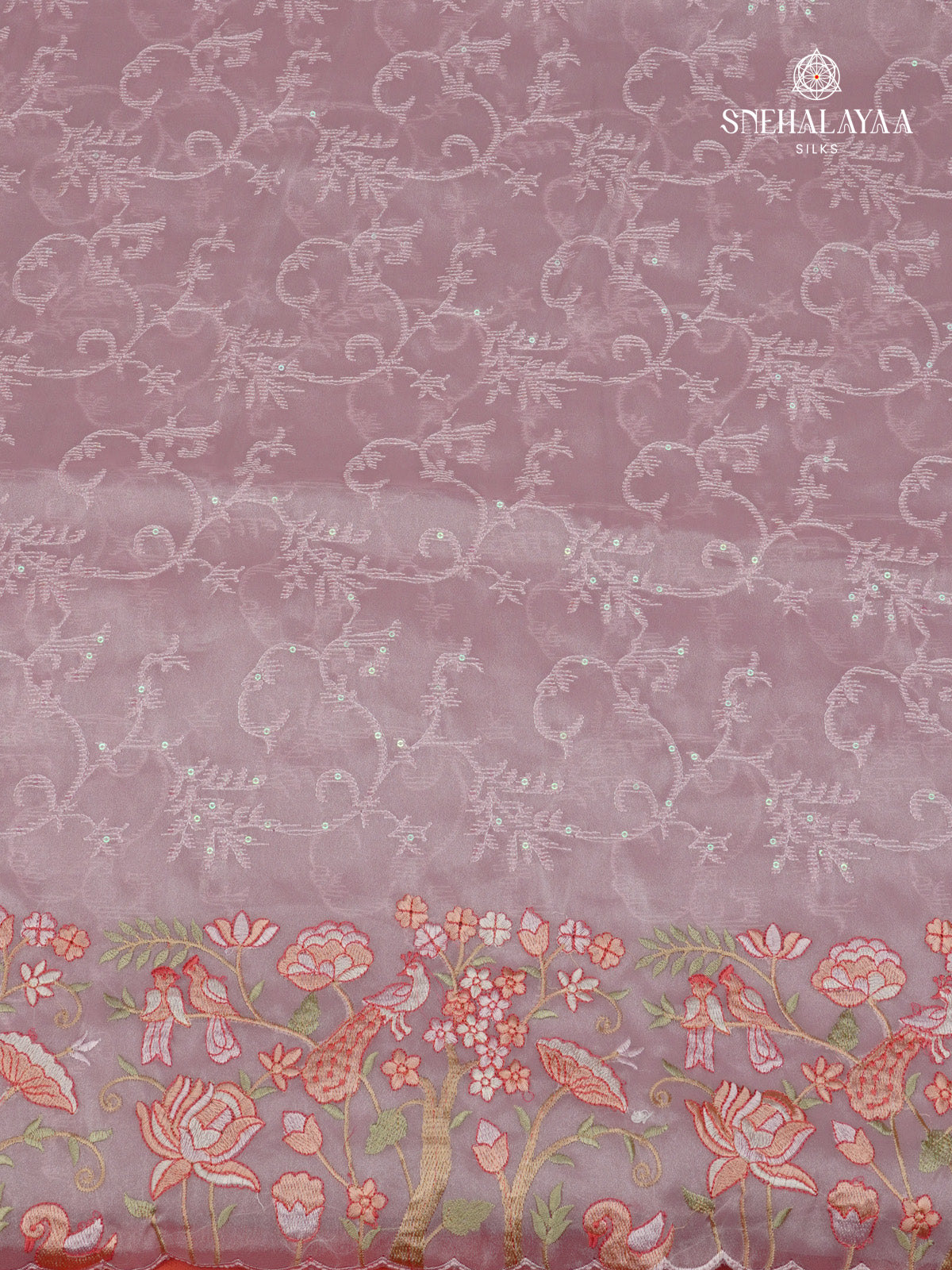 Lilac Embroidery Designer Saree