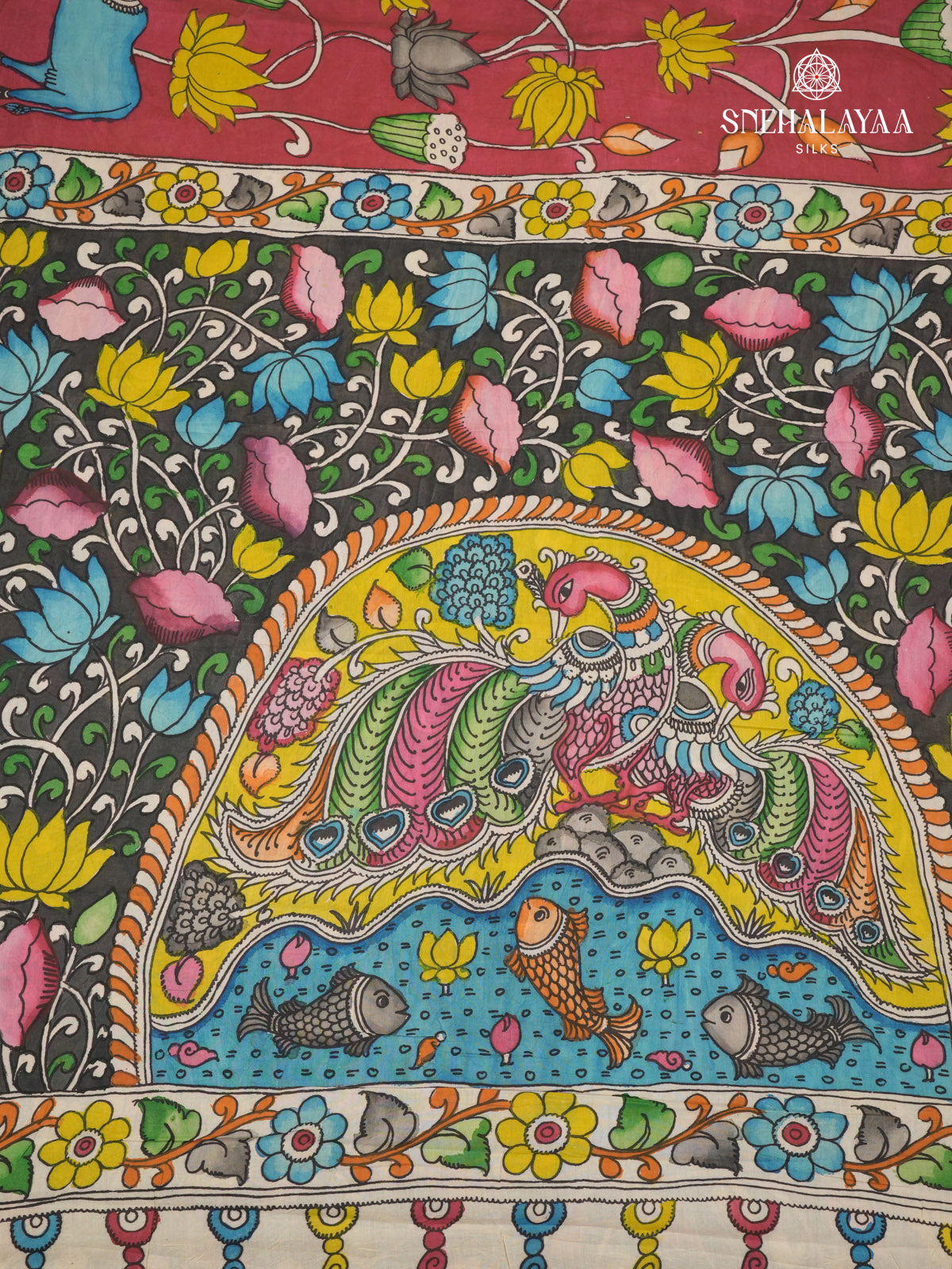 Maroon Kalamkari Painted Saree