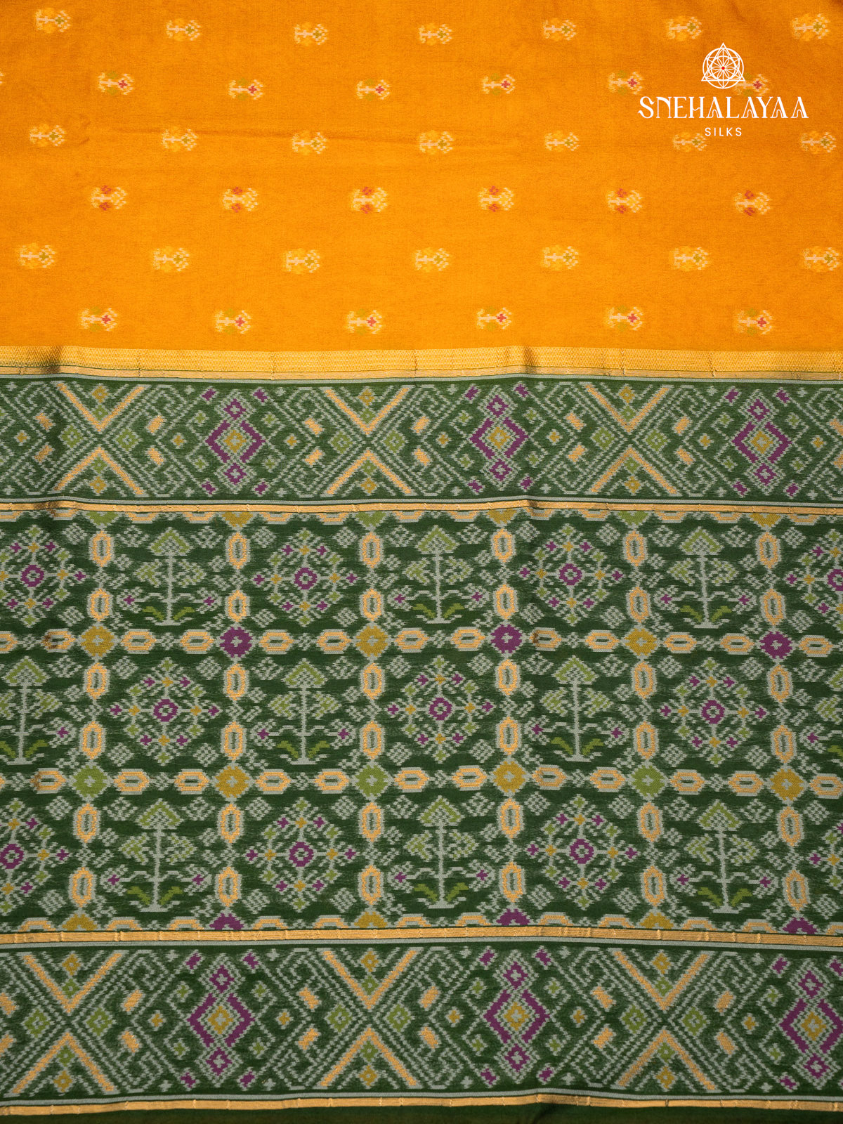 Yellow Ikat Silk Saree