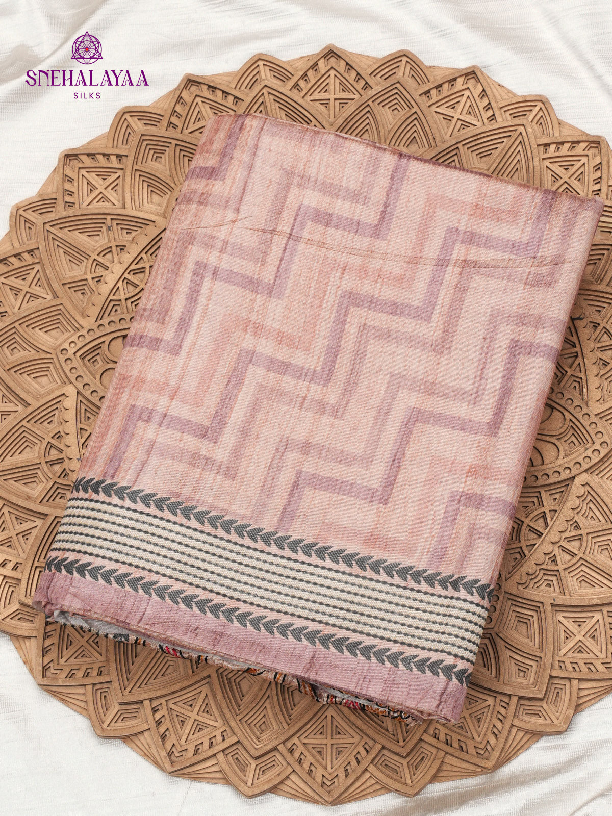 Mauve Pink Tussar Embroidery Saree