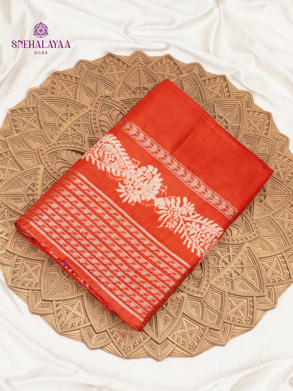 Orange Bamboo Silk Saree