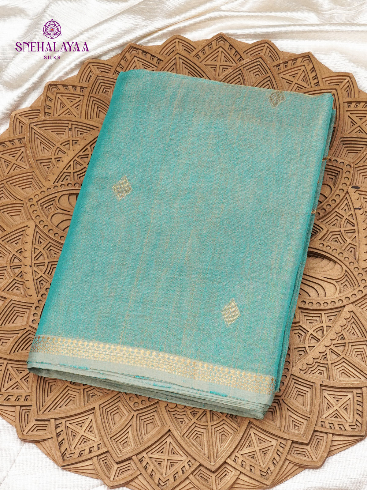 Sea Green Maheshwari Silk Cotton Saree