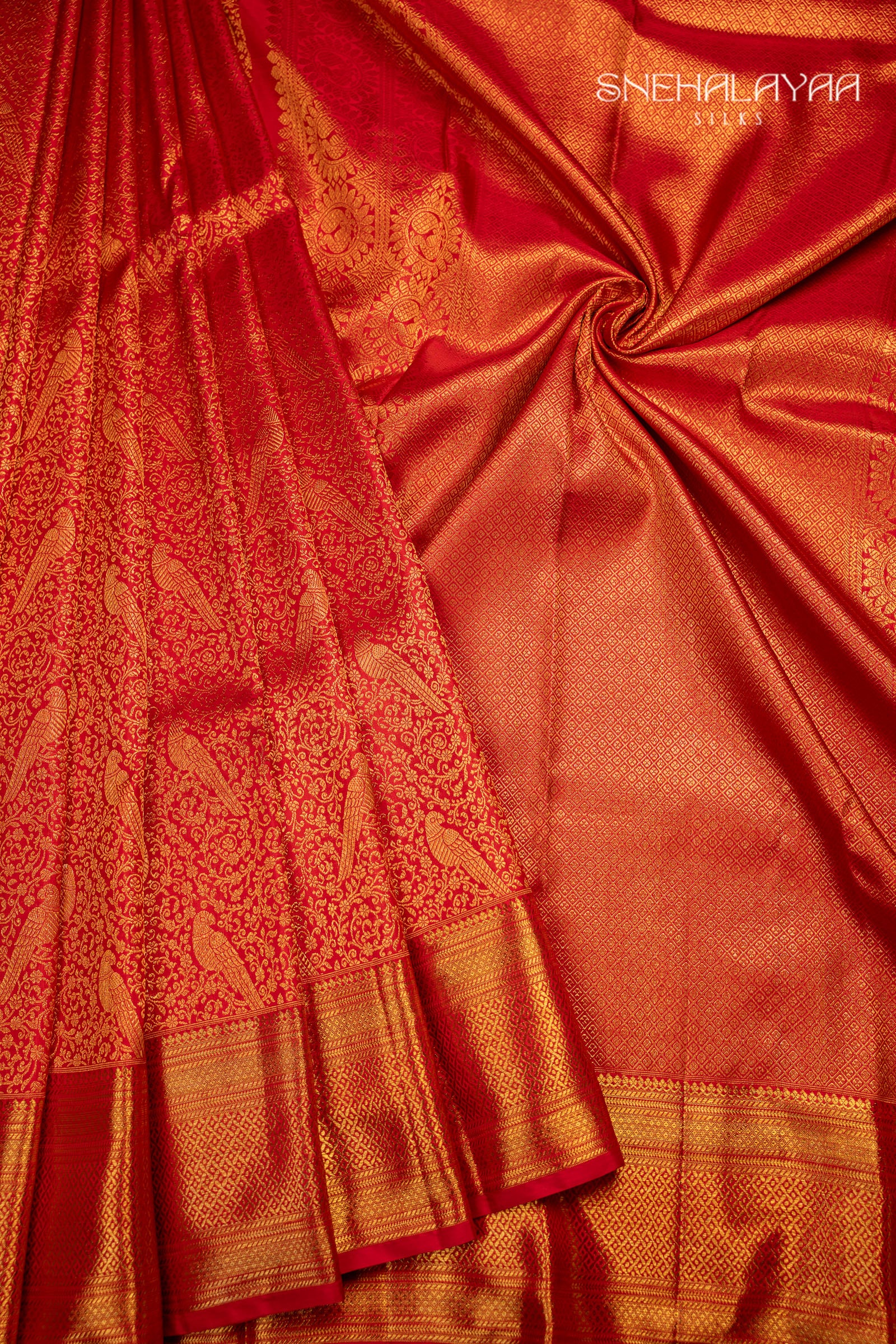 Rose Red Kancheevaram Silk Saree