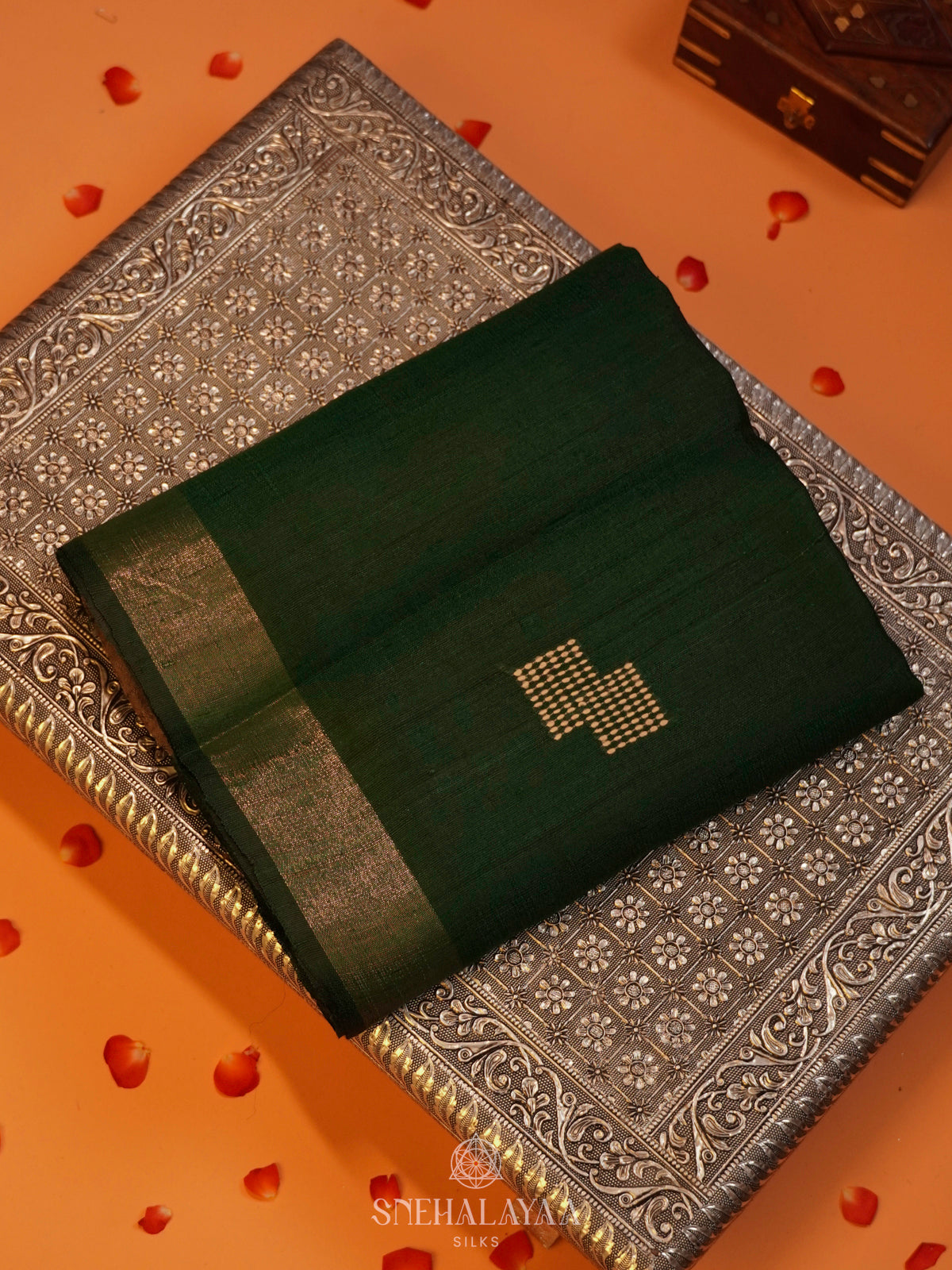 Forest Green Tussar Saree