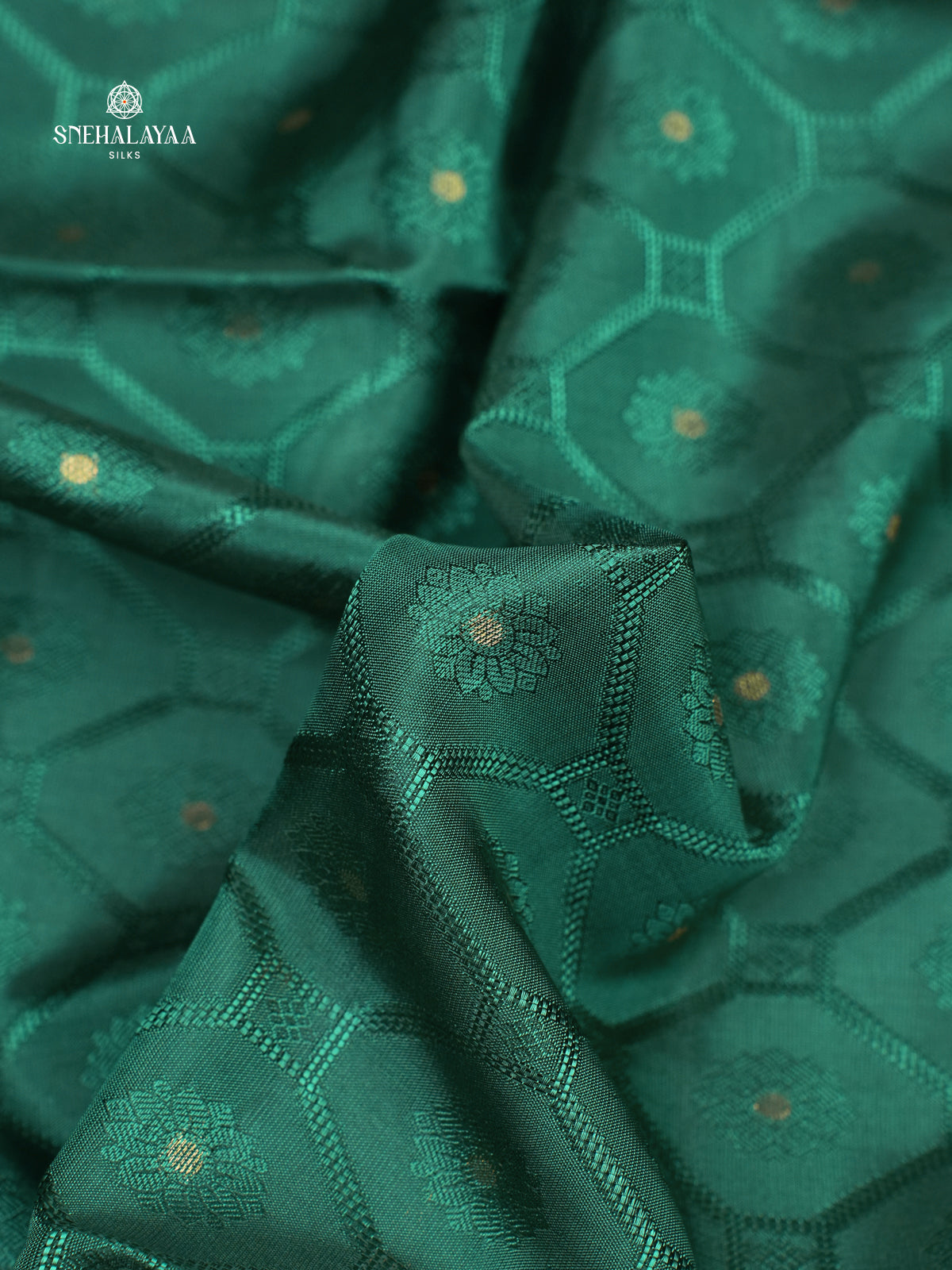 Forest Green Borderless Kanjivaram Soft Silk Saree