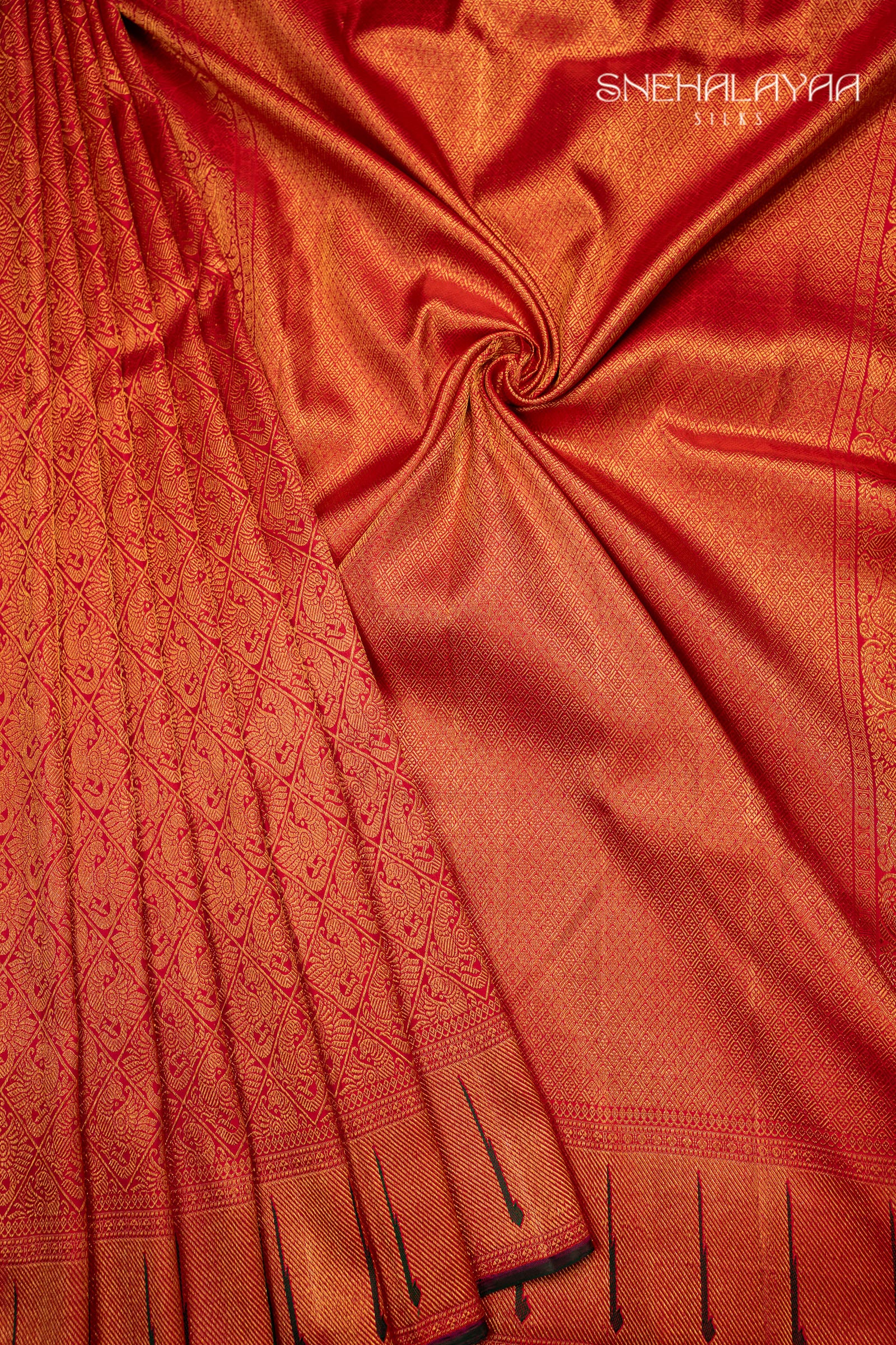 Candy Red Kanjivaram Silk Saree