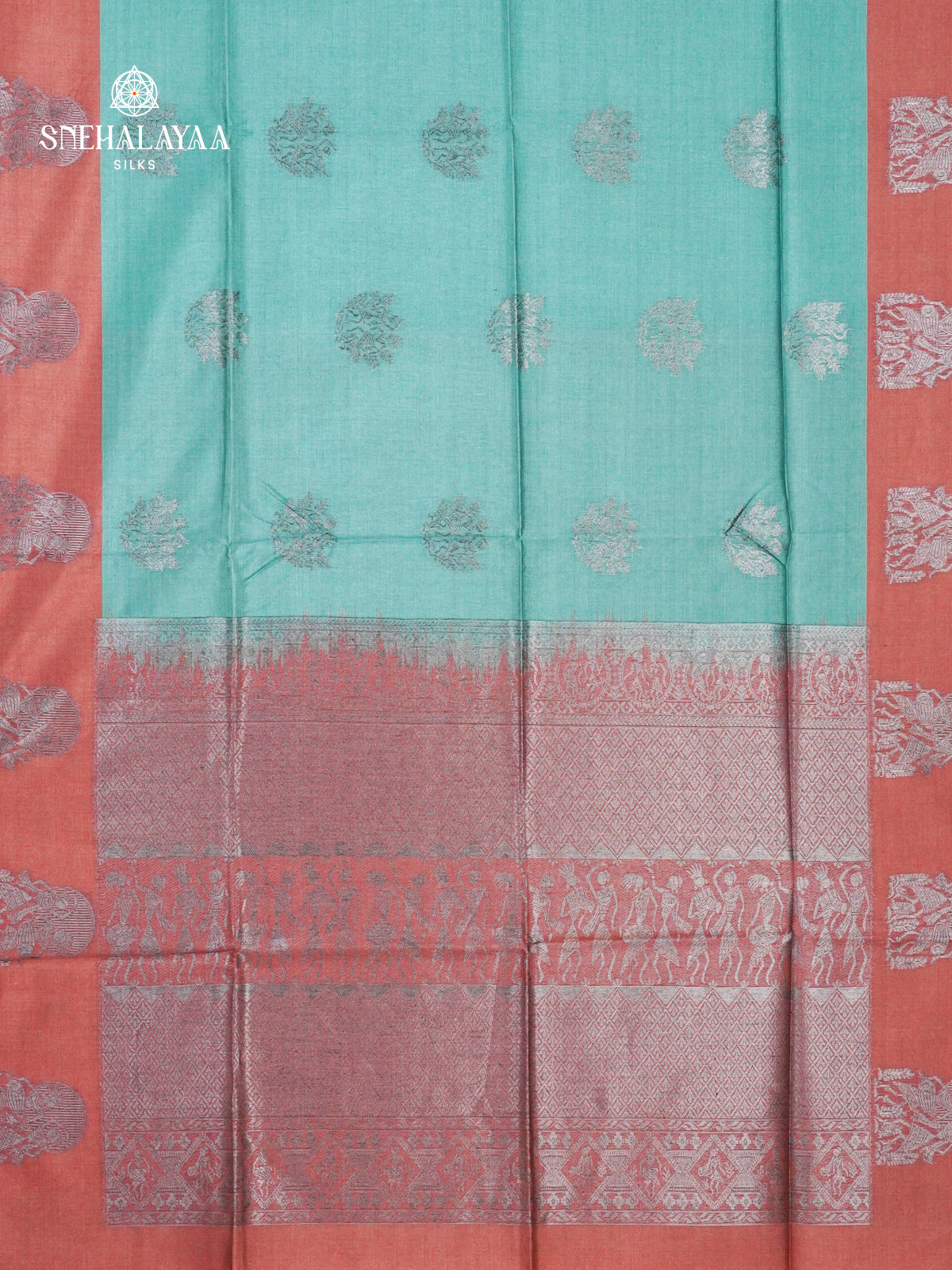 Ocean Blue Jute Saree