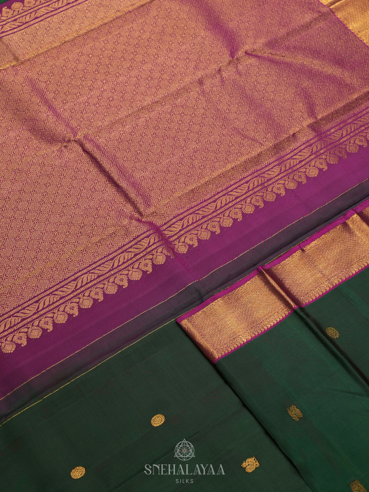 Forest Green Kanjivaram Silk Saree