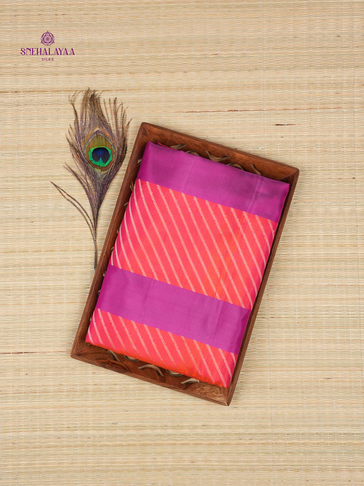 Orange Borderless Kanjivaram Soft Silk Saree