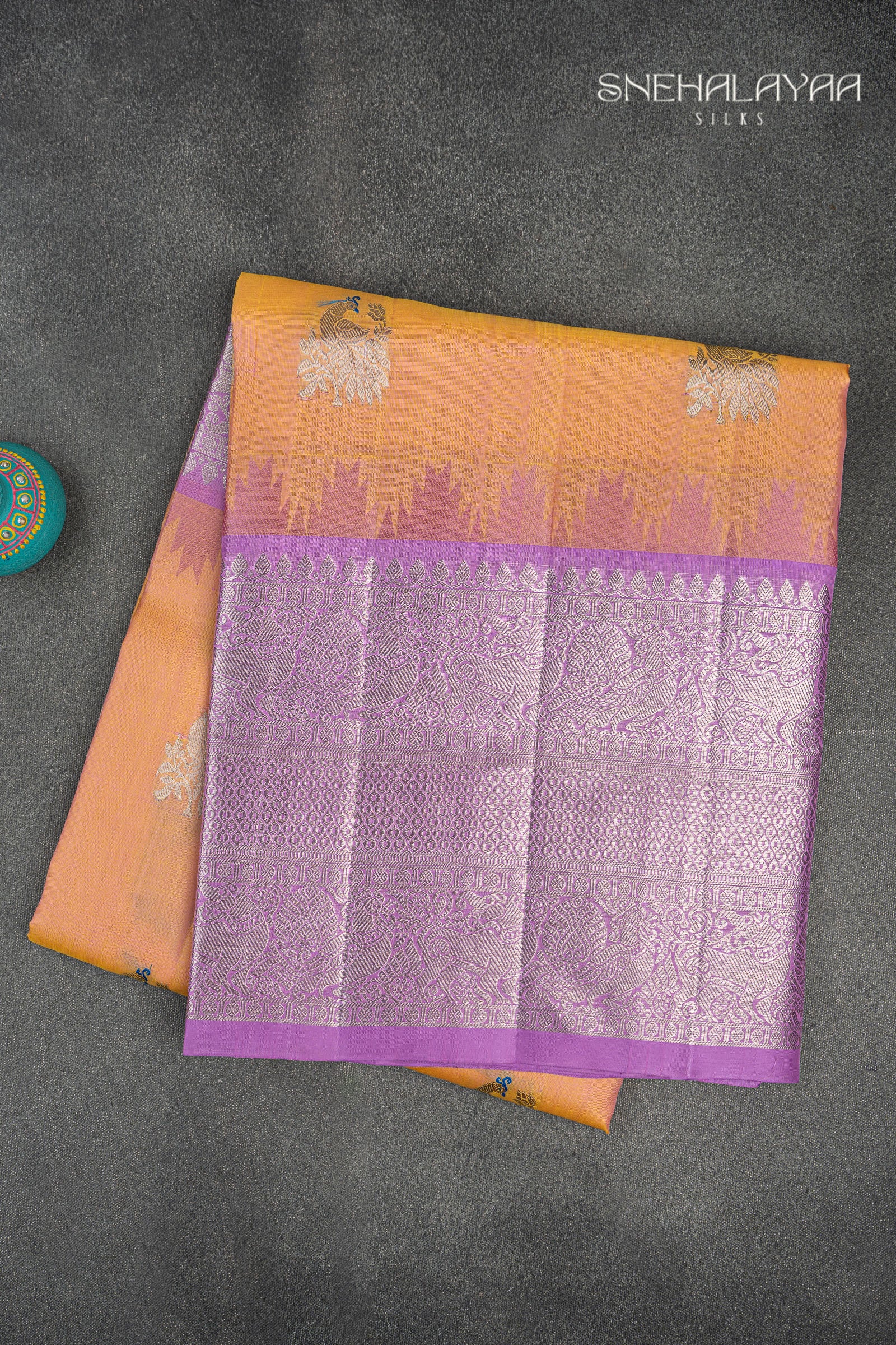Yellow Orange Venkatagiri Silk Saree