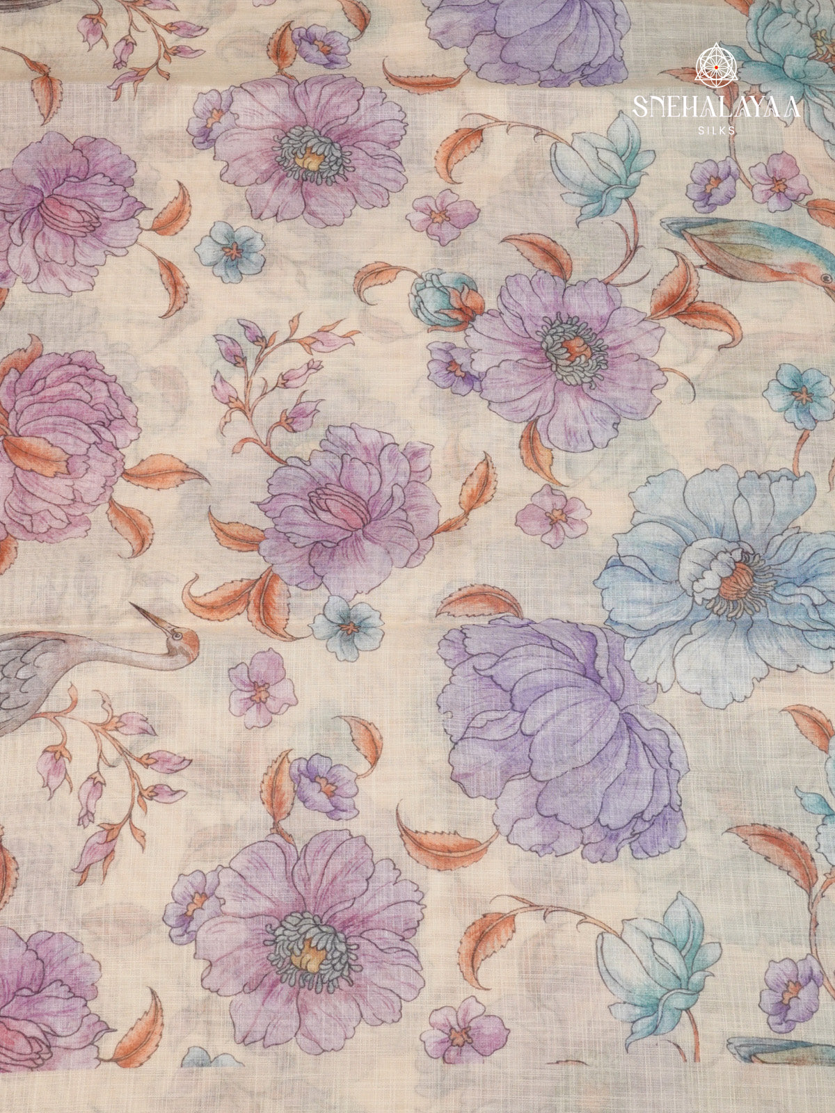 Sandal Printed Linen Saree