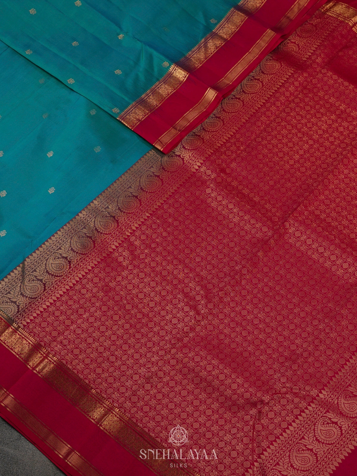 Peacock Blue Kanjivaram Silk Saree