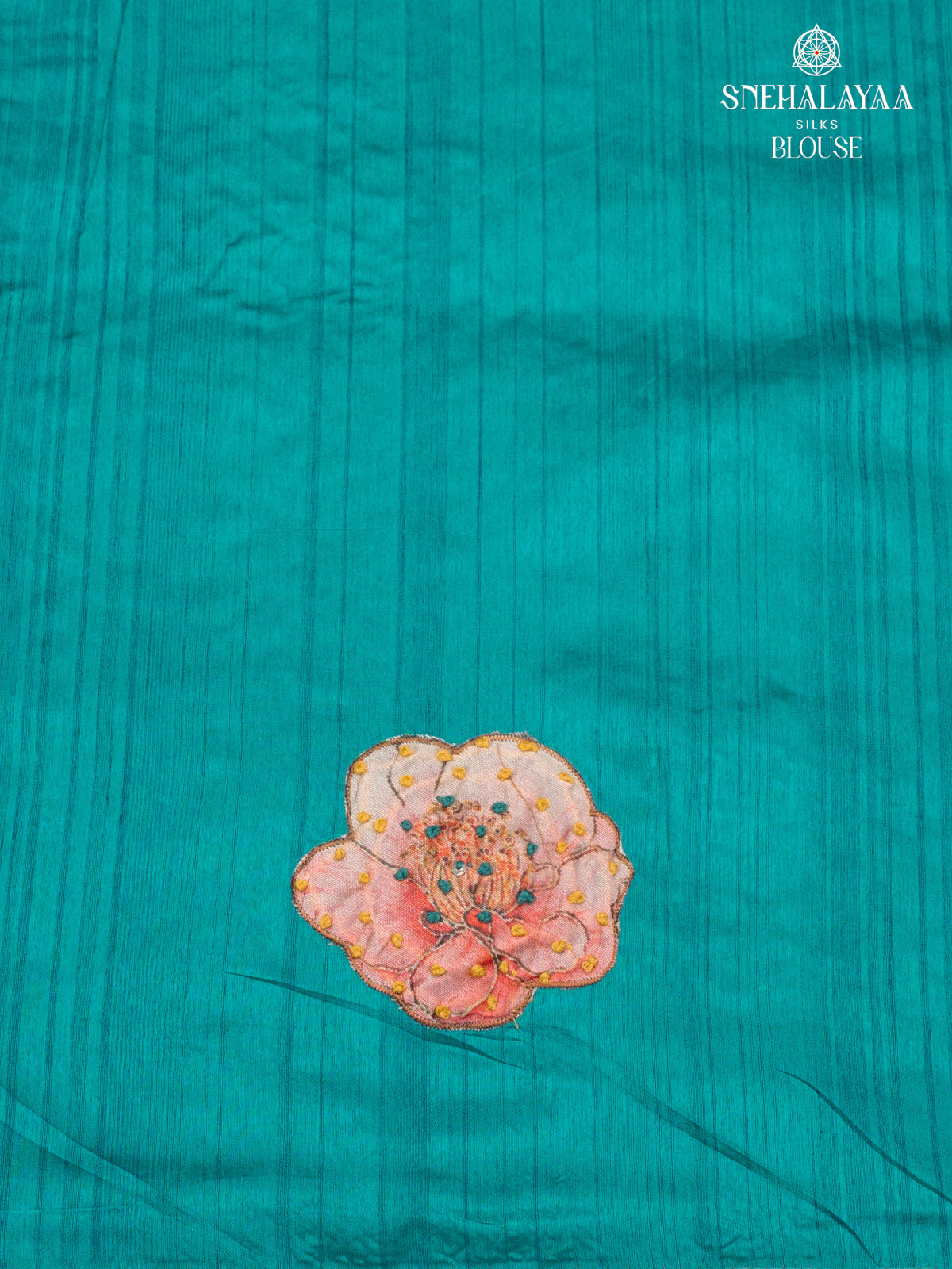 Teal Green Raw Silk Embroidery Saree