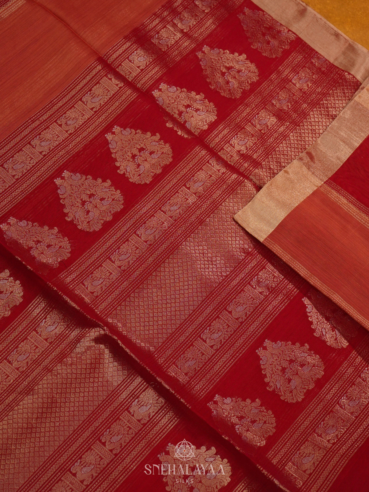 Red Kora Silk Cotton Saree