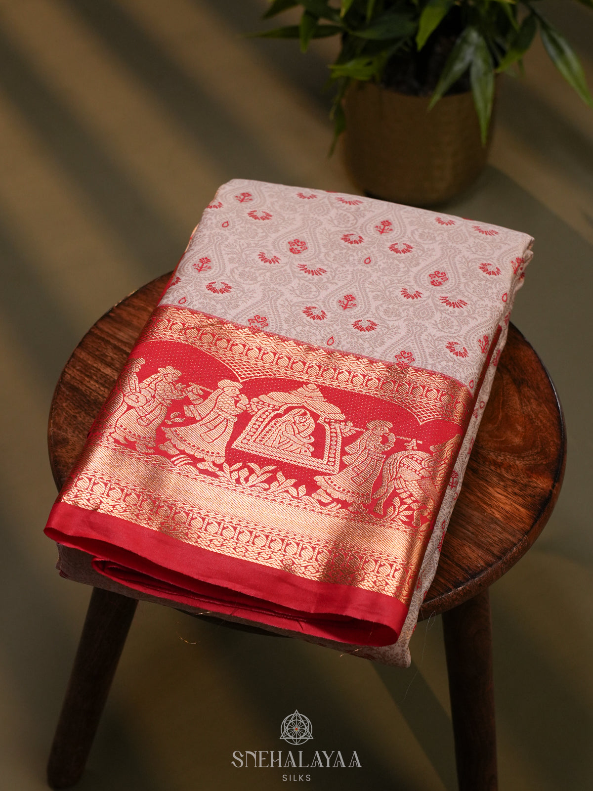 Cream Art Silk Saree