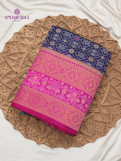 Rich Blue Ikat Saree