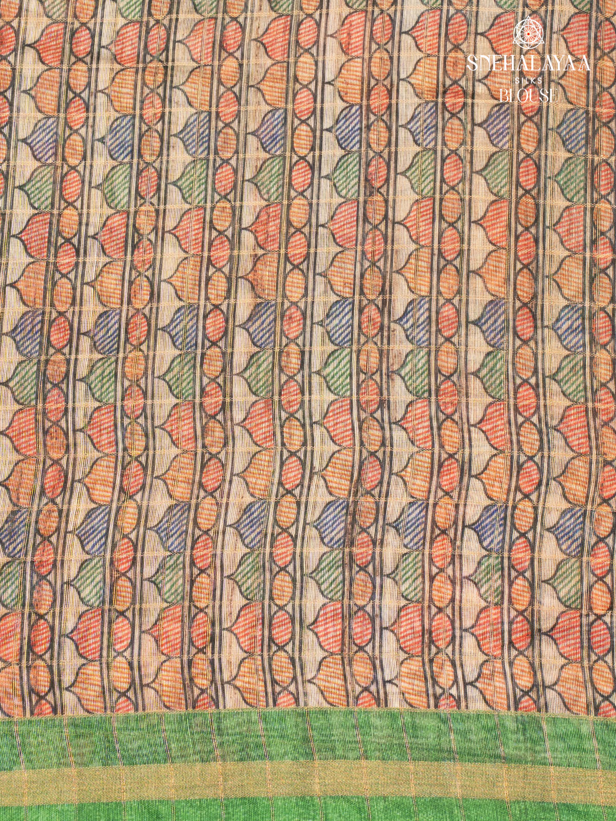 Green Madhubani Saree