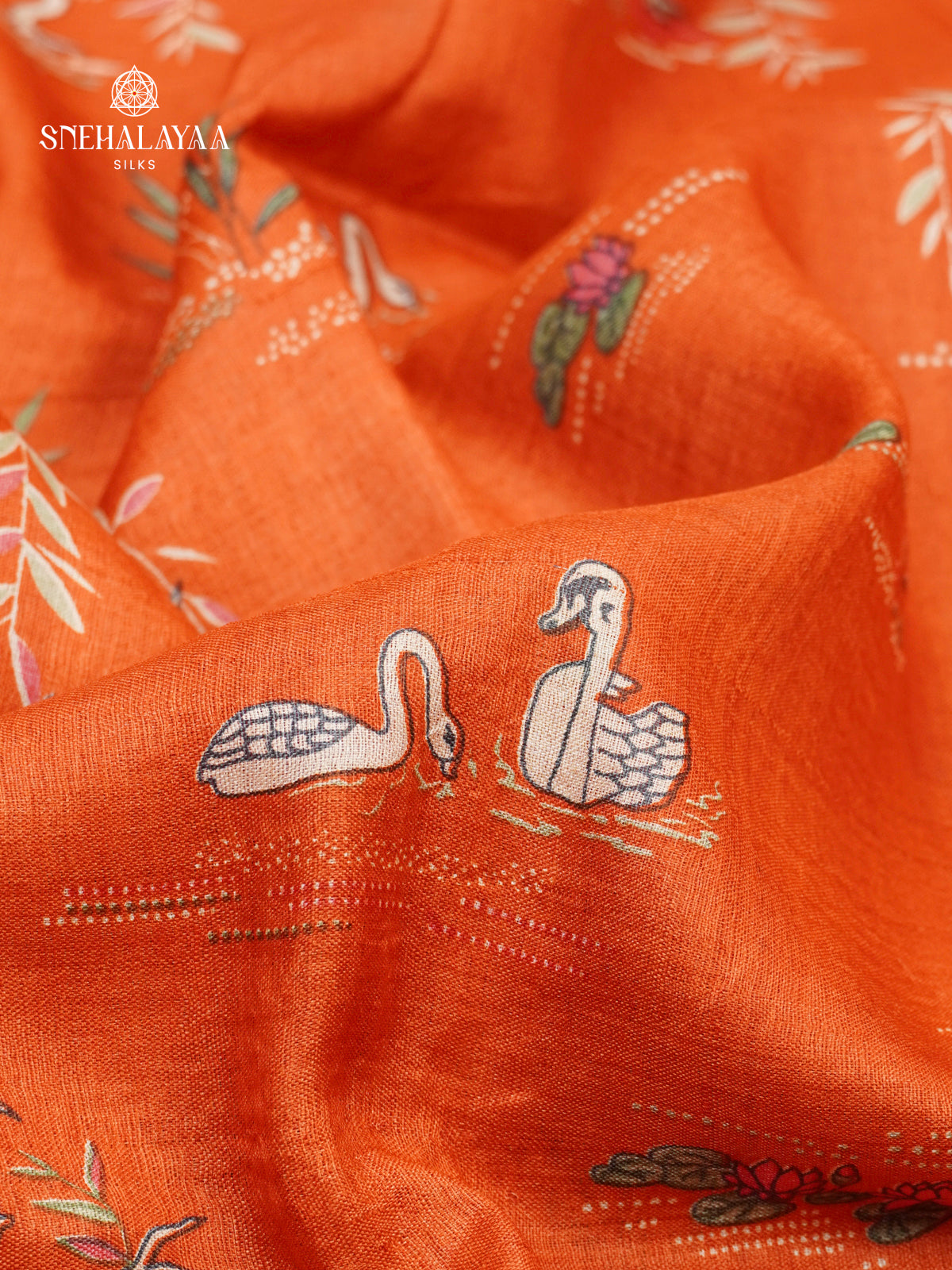 Rust Orange Tussar Saree