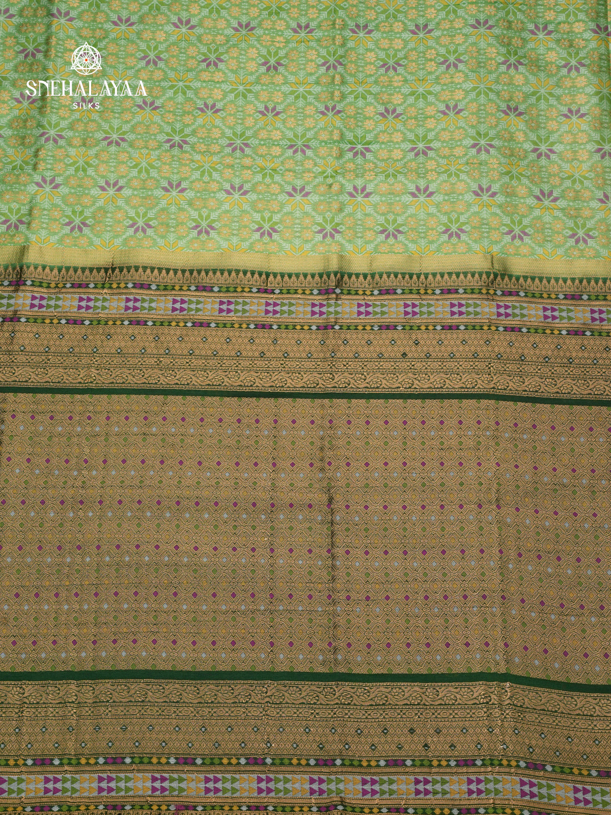 Pista Ikat Saree