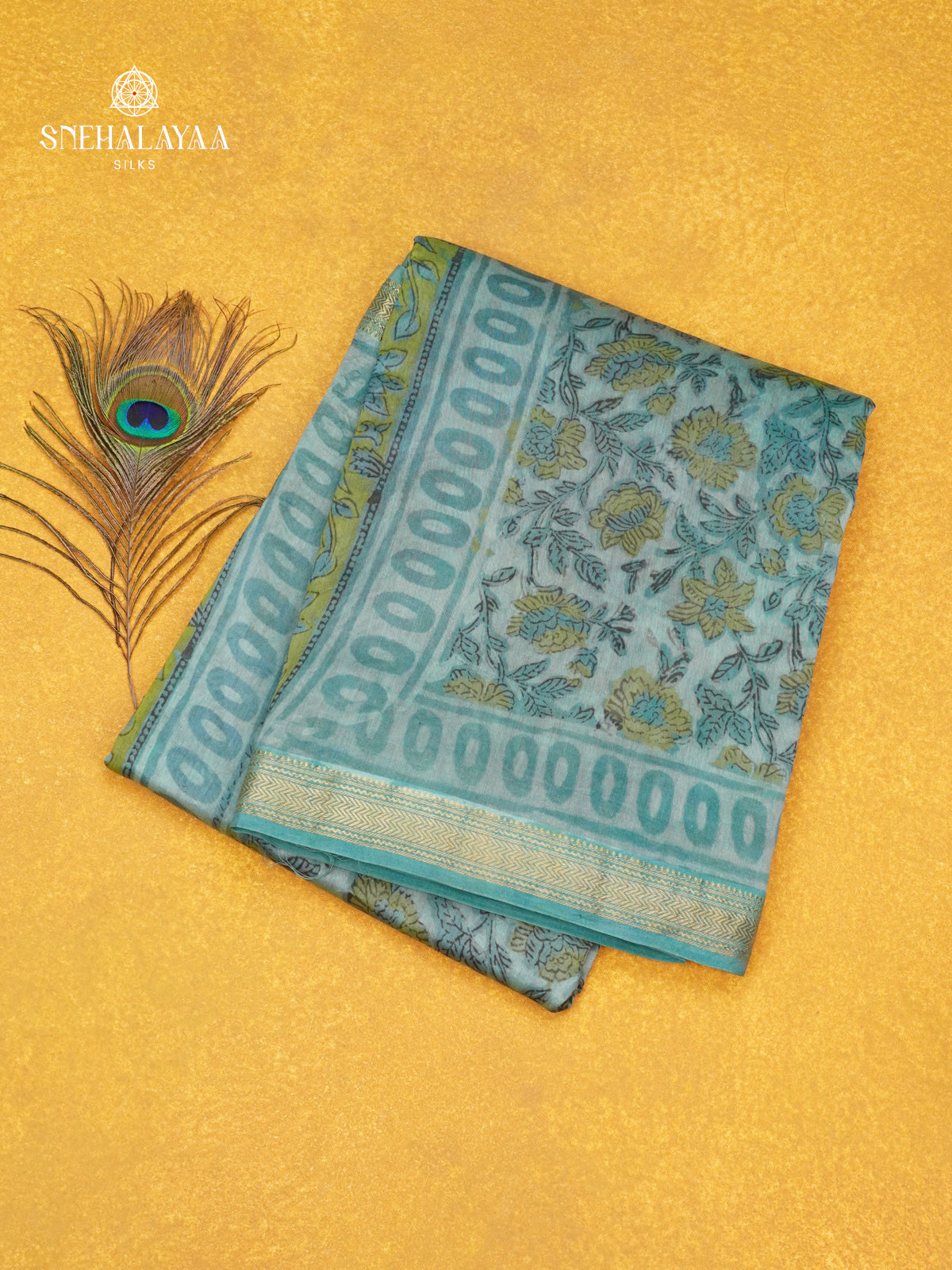 Ice Blue Chanderi Saree