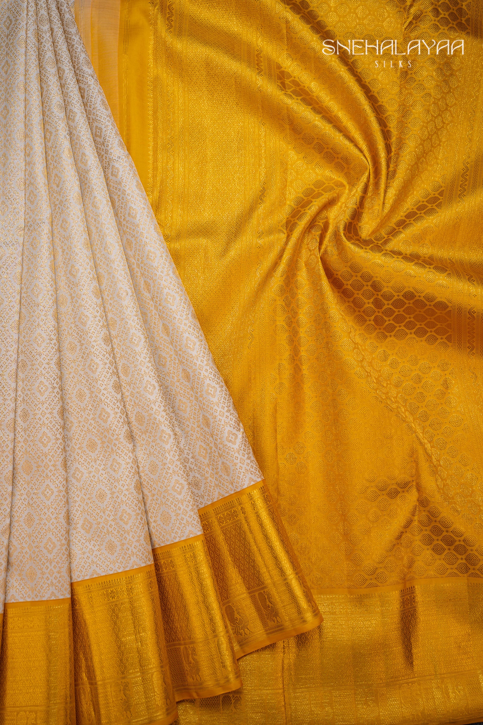 White Kancheevaram Silk Saree