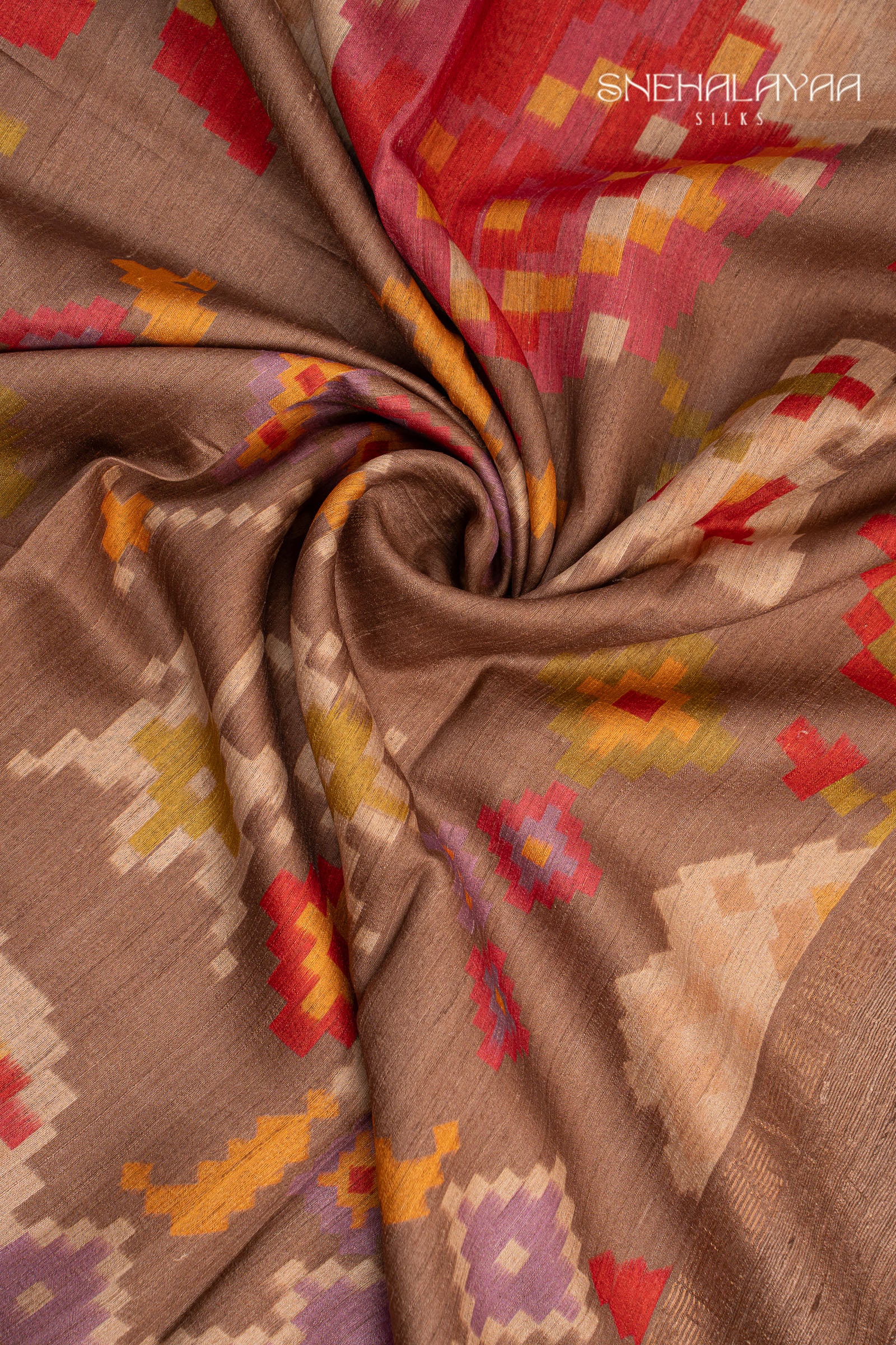 Brown Tussar Saree