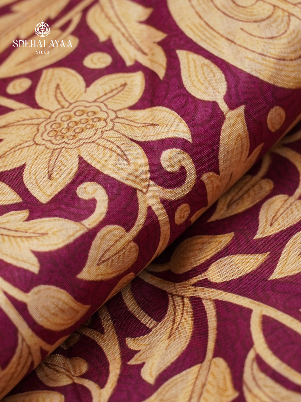 Burgundy Printed Saree