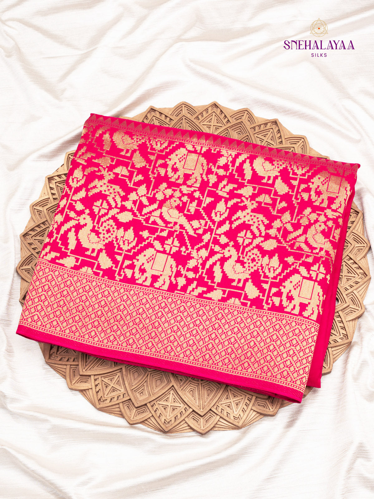 Pink Semi Banaras Silk Saree