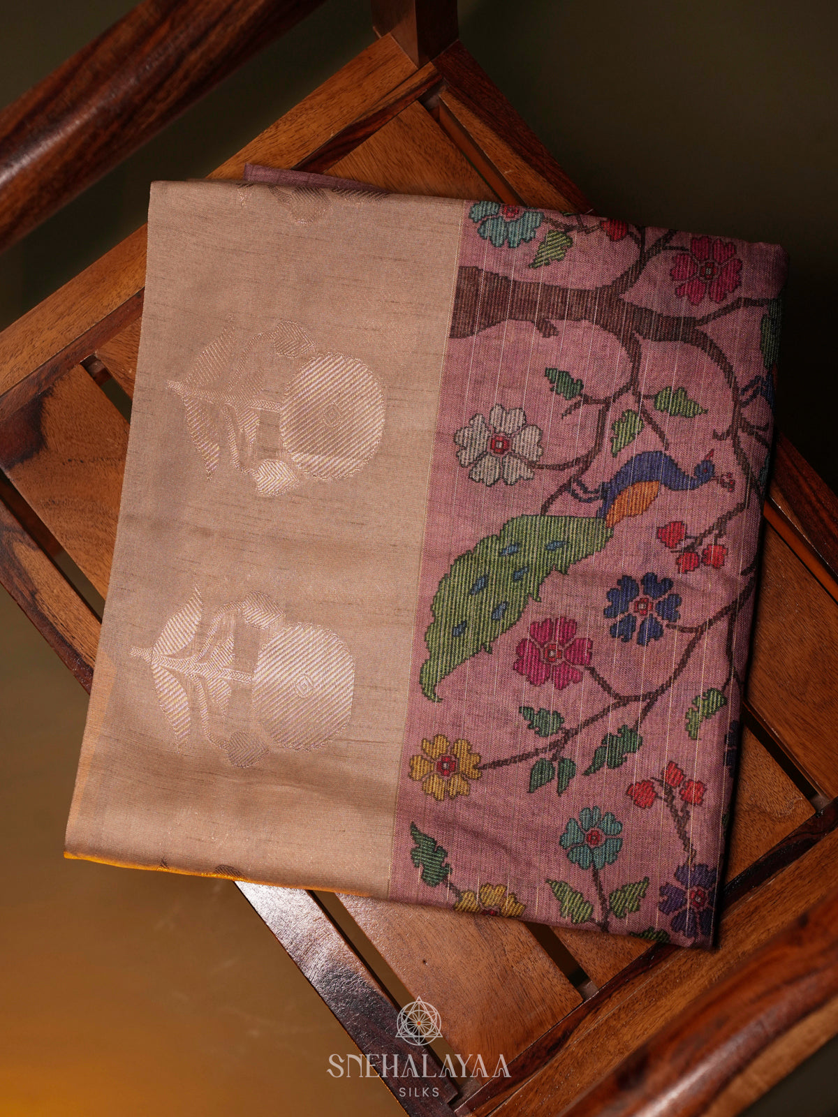 Pale Pink Linen Tussar Saree