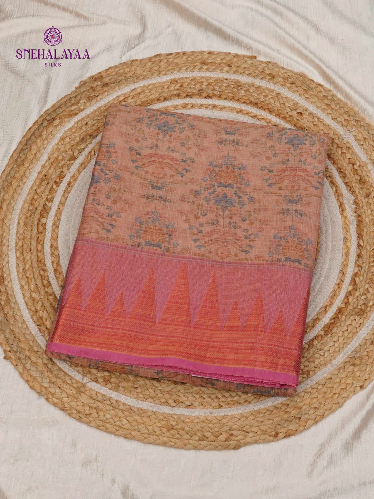 Pale Pink Linen Tissue Saree