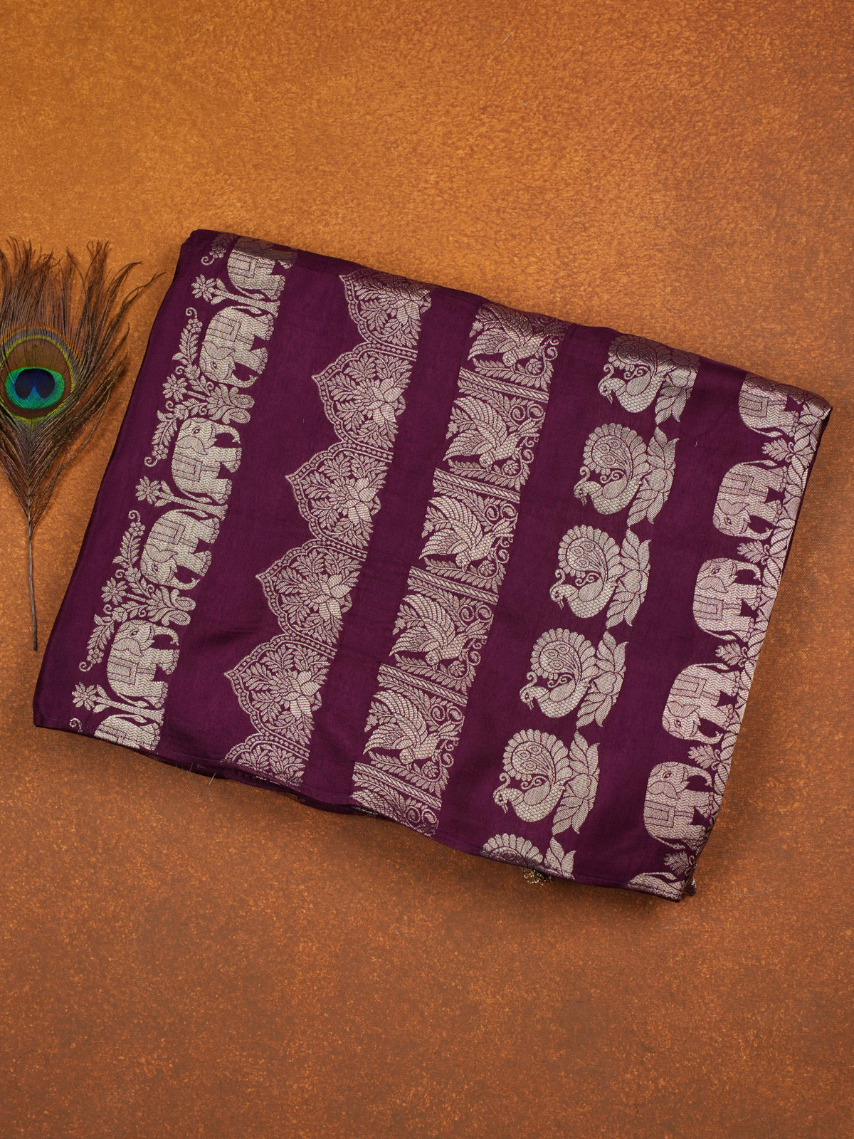 Burgundy Banaras Silk Saree