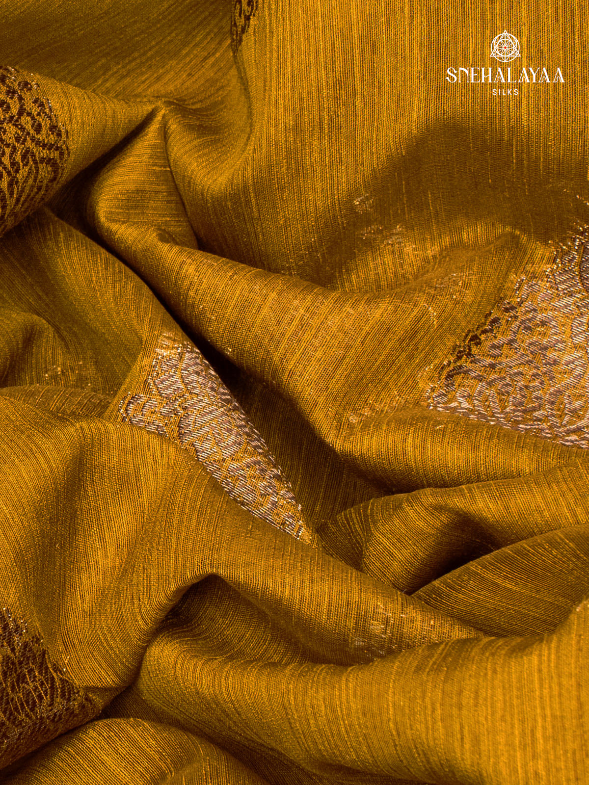 Mustard Banaras Jute Saree
