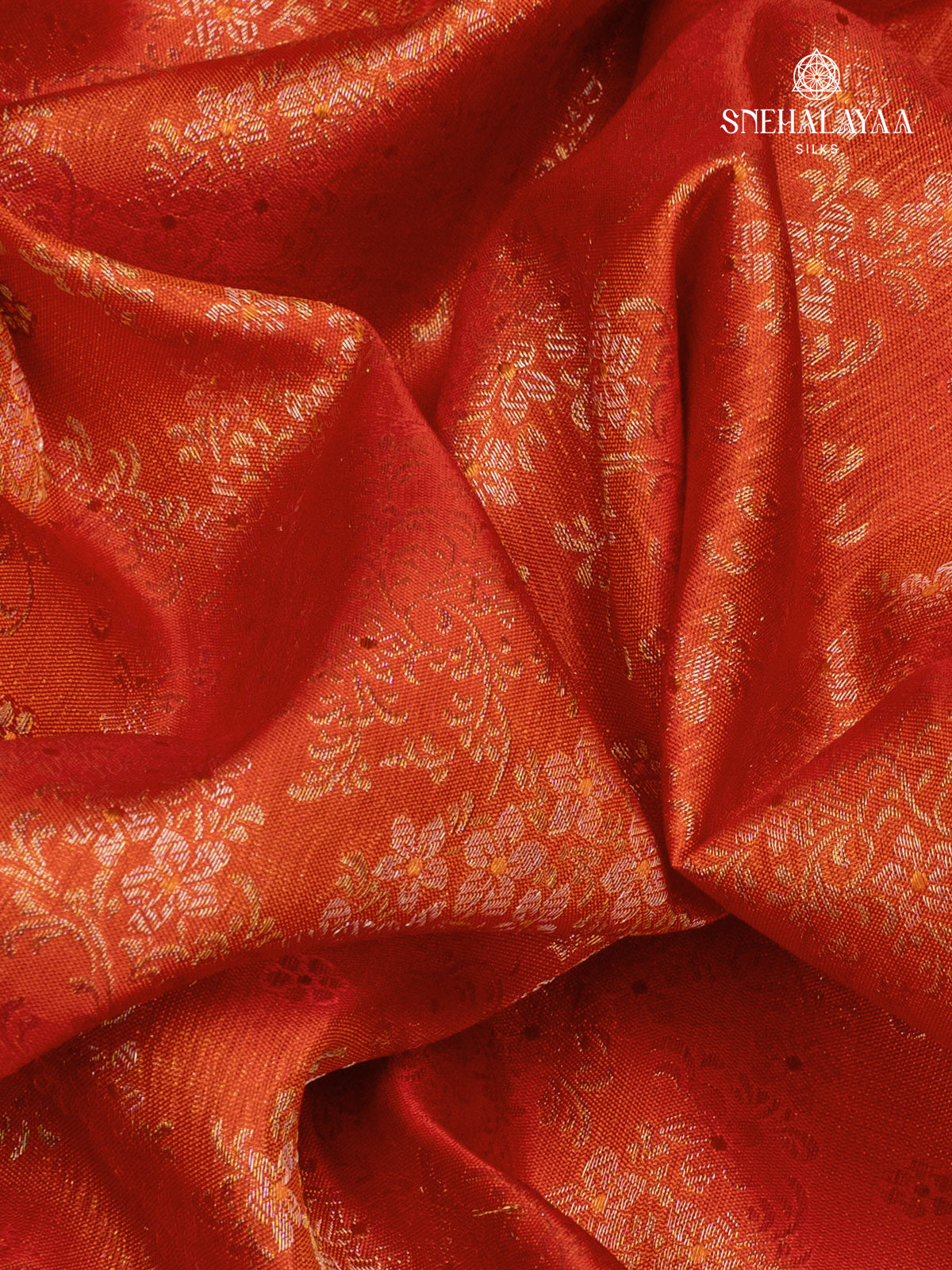 Rust Orange Kanjivaram Silk Saree