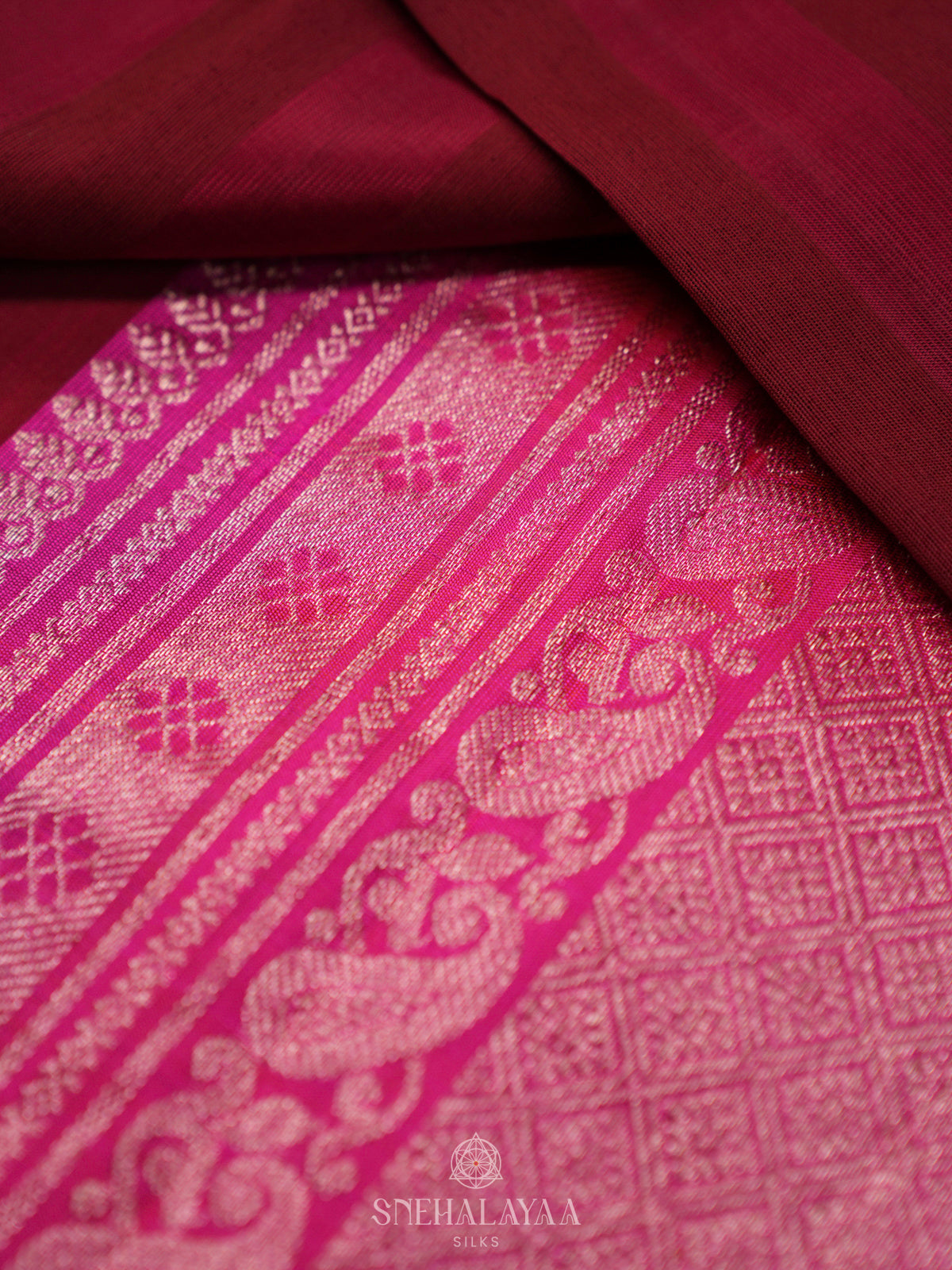 Maroon Kanchi Linen Silk Saree