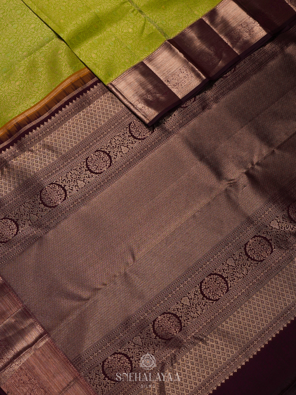 Lime Green Kanjivaram Silk Saree