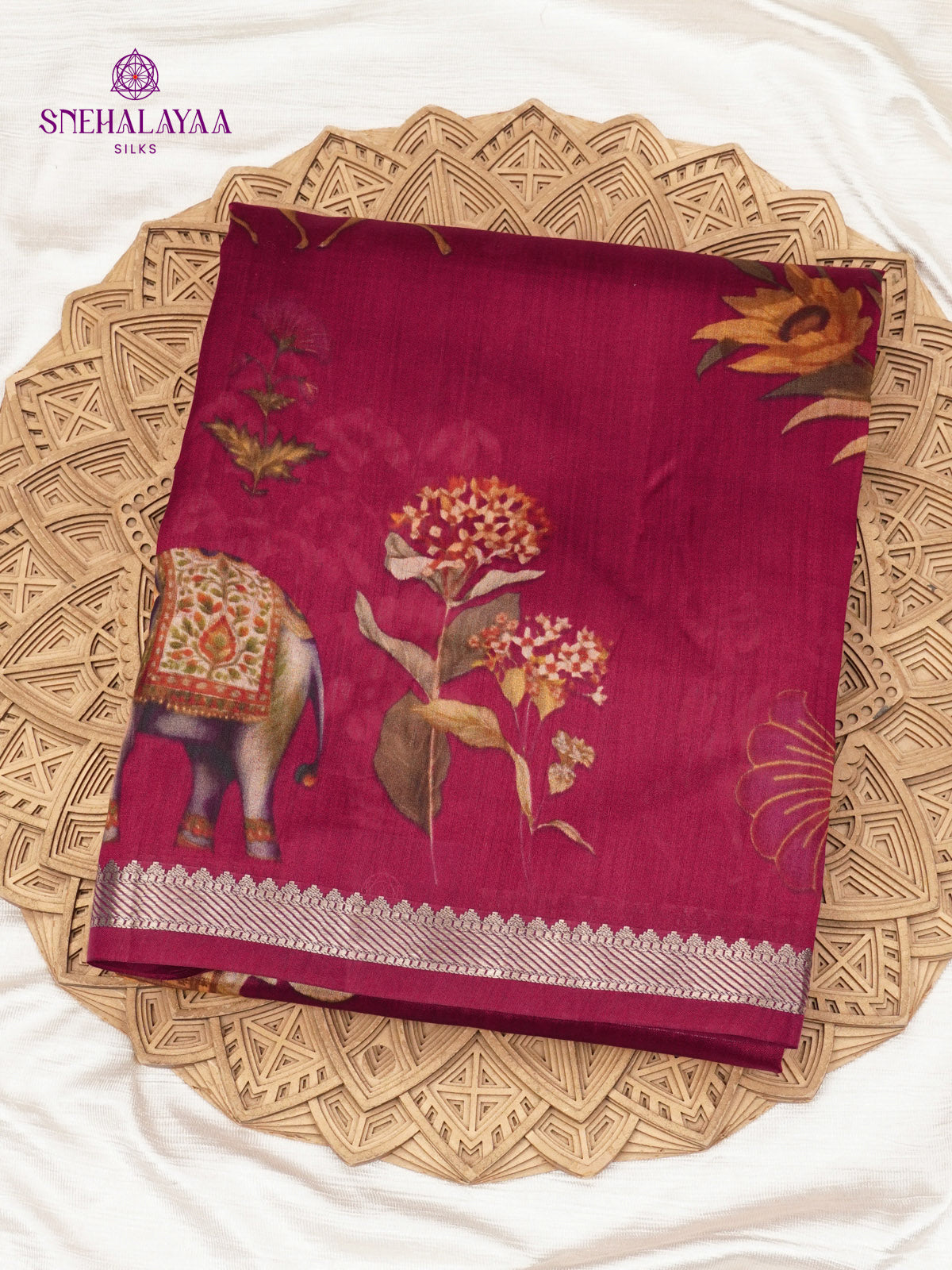 Berry Pink Chiniya Silk Saree