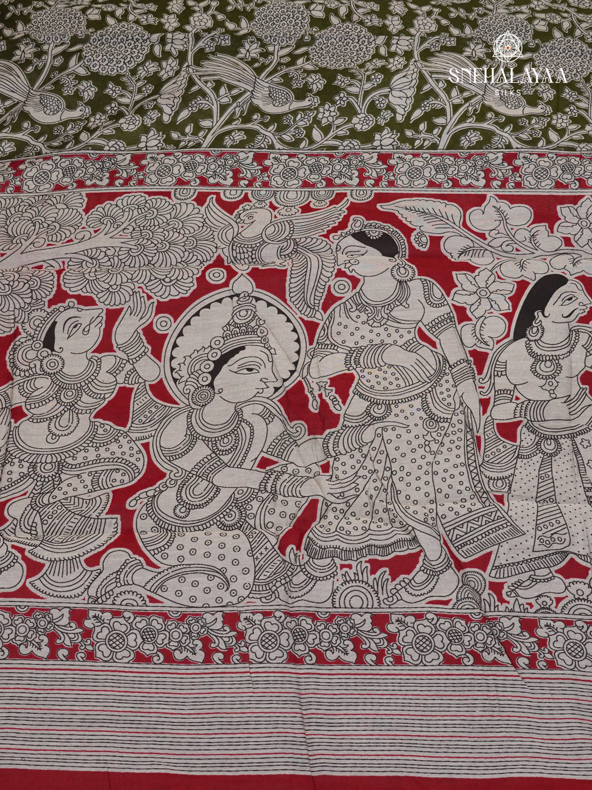 Olive Green Chanderi Saree